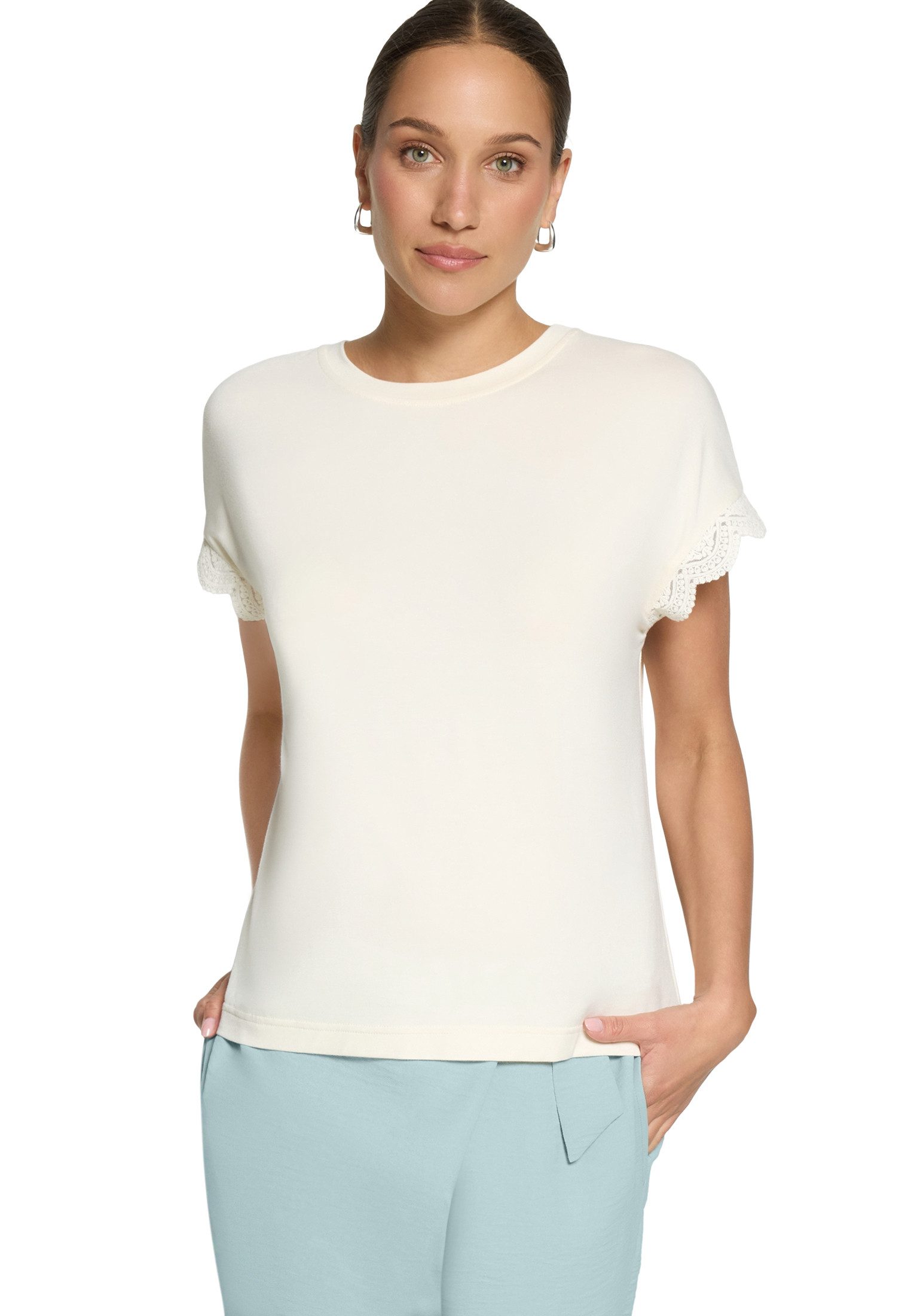 Zero Kurzarmshirt Damen mit Spitze (1-tlg) Spitze