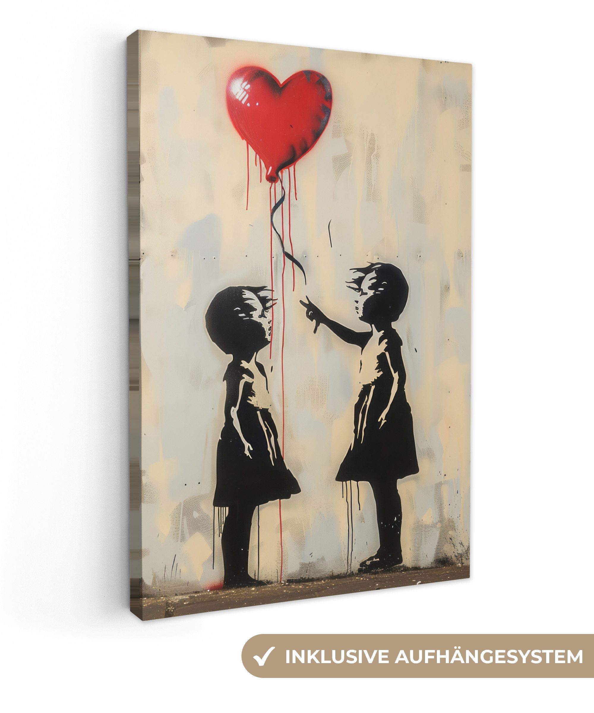 OneMillionCanvasses® Leinwandbild Straßenkunst - Banksy - Luftballon - Graf günstig online kaufen