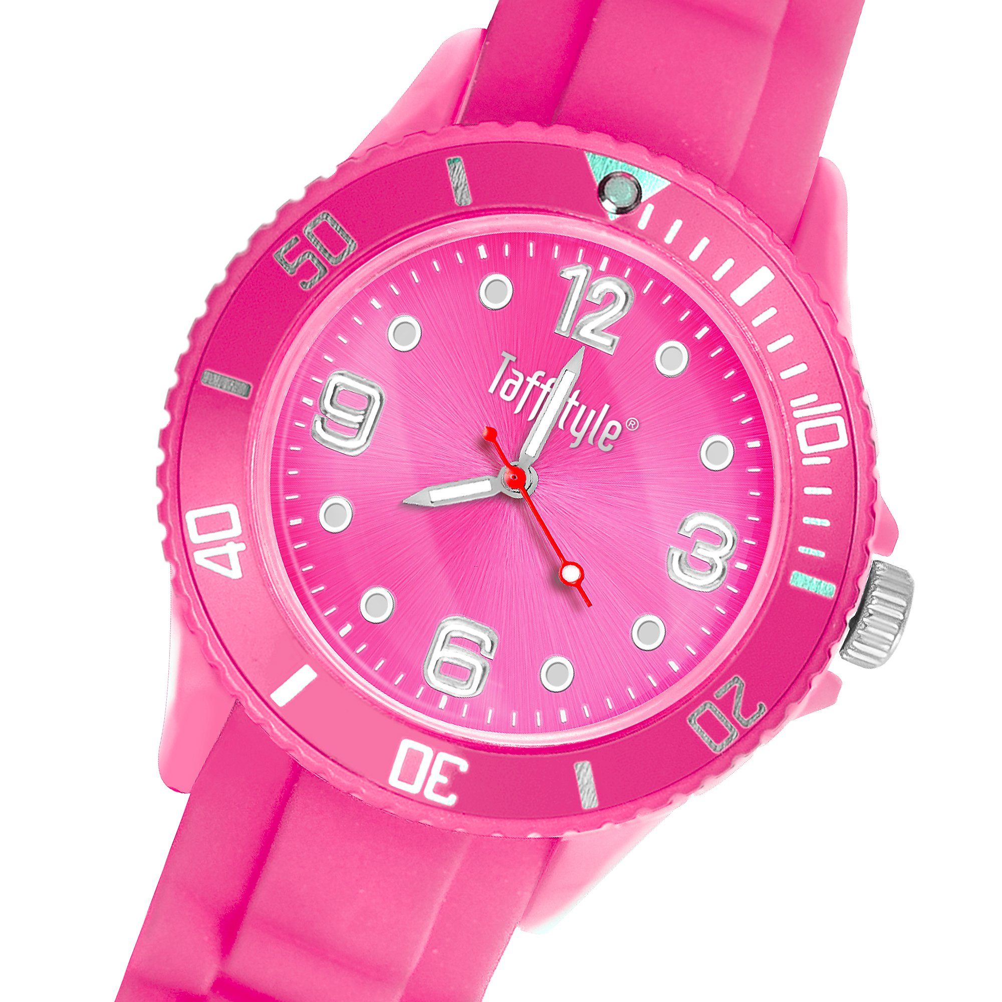 Damenuhr Taffstyle Silikon Analog Quarzuhr Sport Farbige Uhr, Kinderuhr Armbanduhr Quarz Quarzuhr Silikonuhr Herrenuhr Bunt Pink Sportuhr Armband