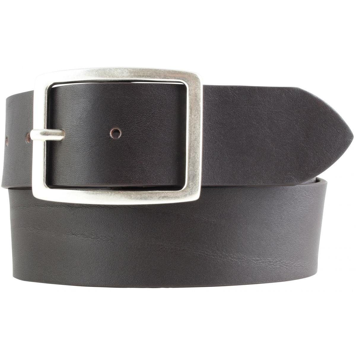 BELTINGER Ledergürtel Jeansgürtel aus Vollrindleder mit Doppel-Schnalle 4,5 cm - Leder-Gürte Braun, Altsilber