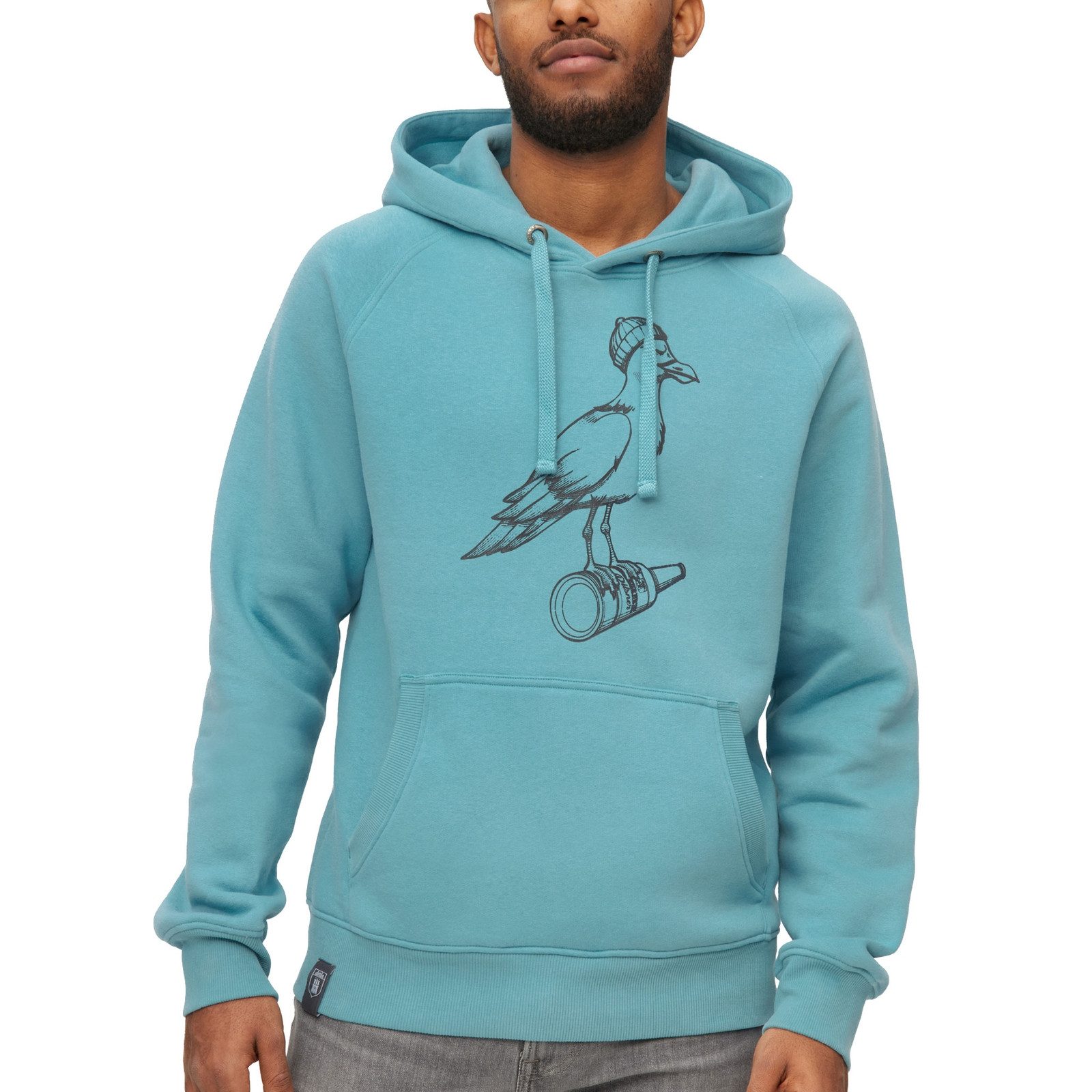 Derbe Hoodie Sturmmöwe Mono mit Tunneltasche und Möwenprint