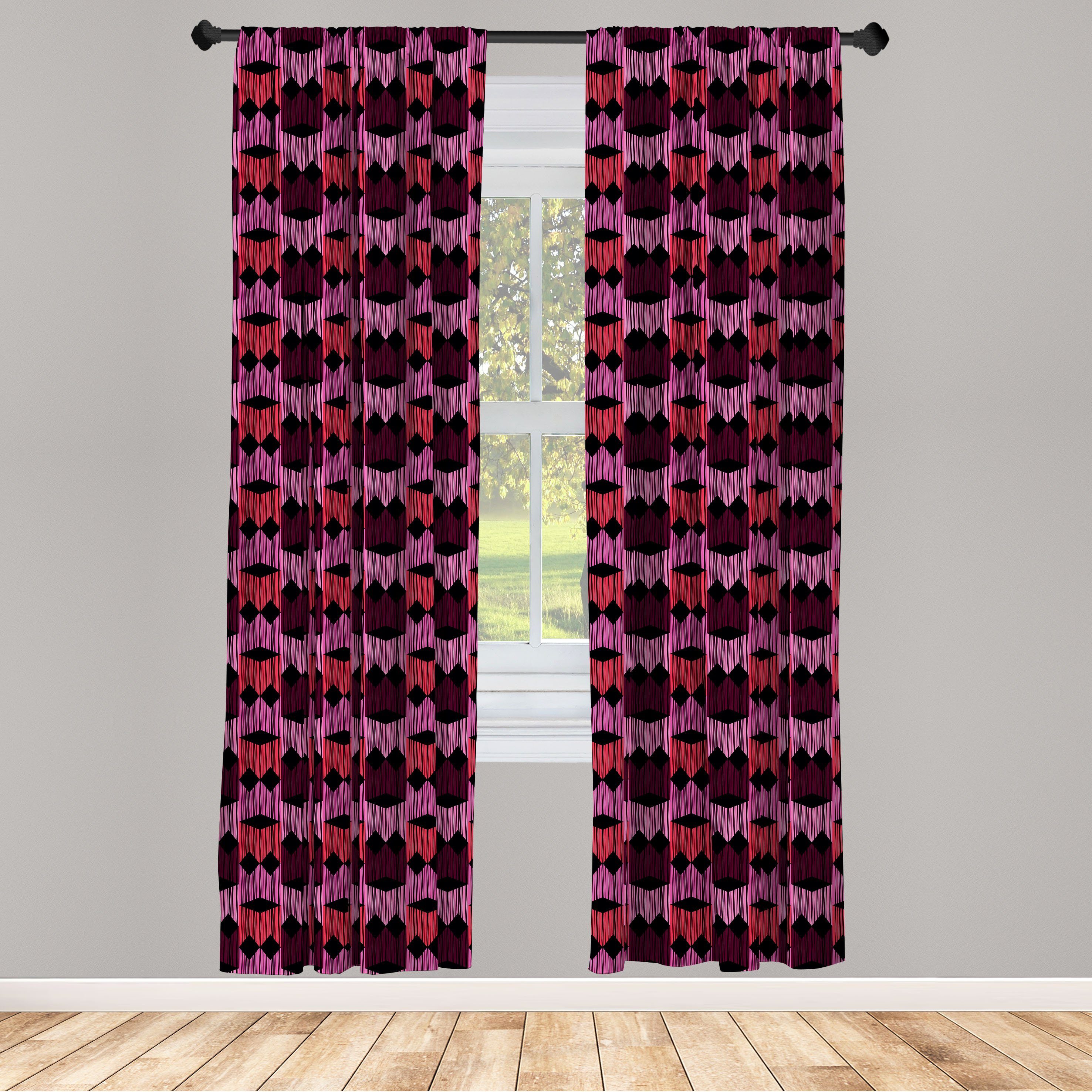 Abakuhaus, abstrakte geometrische Gardine Wohnzimmer Ikat für Schlafzimmer Microfaser, Dekor, Vorhang