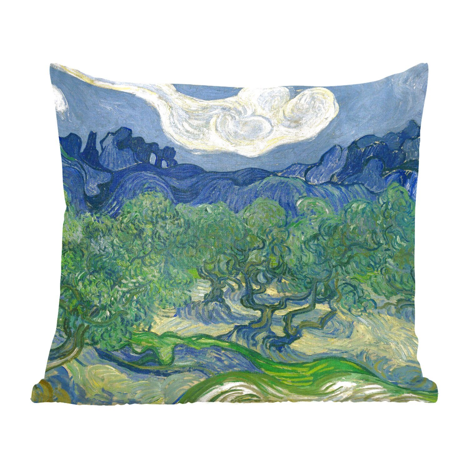 MuchoWow Dekokissen Die Olivenbäume - Vincent van Gogh, Zierkissen mit Füllung für Wohzimmer, Schlafzimmer, Deko, Sofakissen