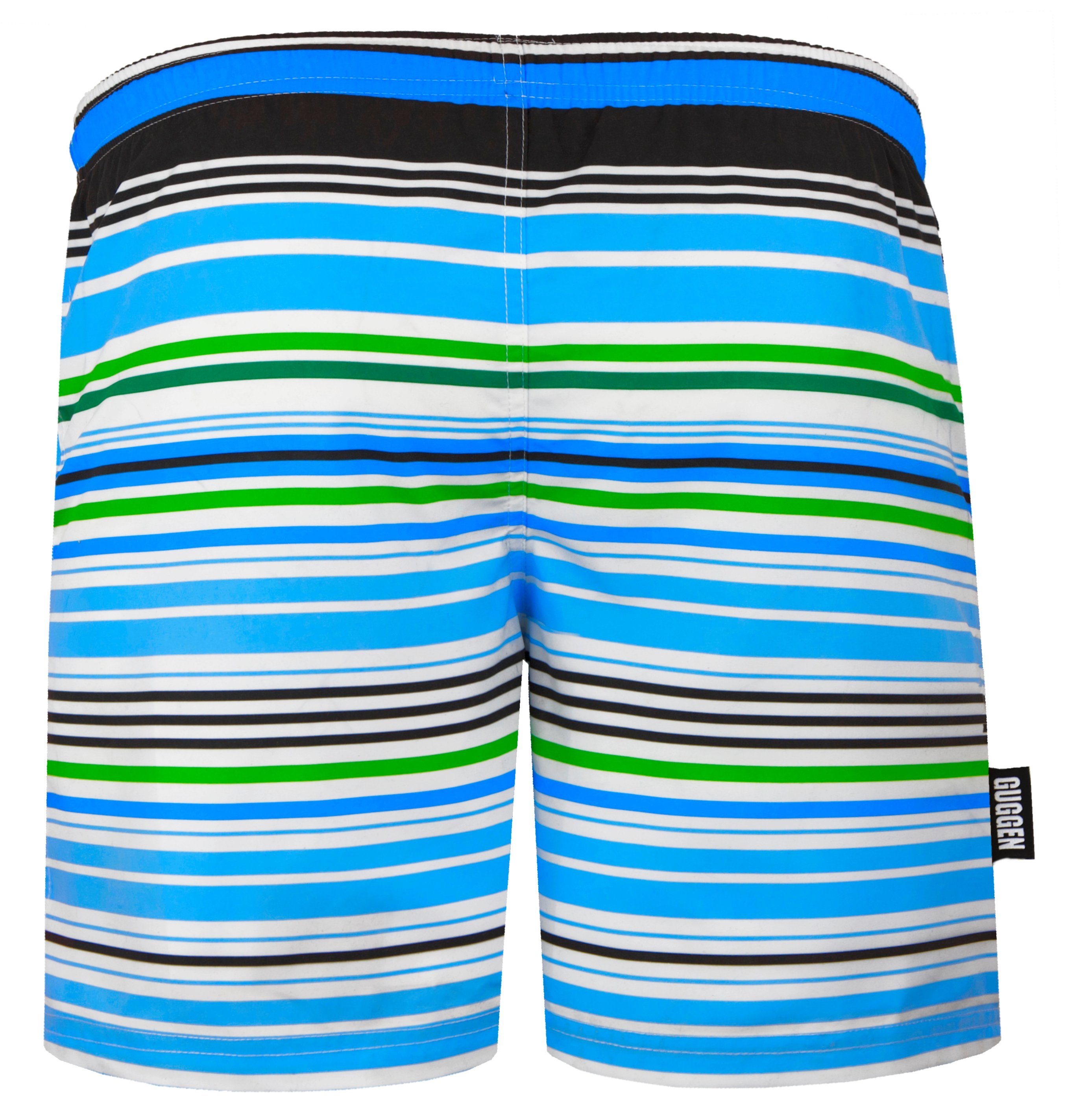 GUGGEN Mountain Badehose Badeshorts Badehose Herren Schnelltrocknend mit Kordelzug 2347 Schnelltrocknende Badeshorts mit Kordelzug gestreiftes blaues Muster