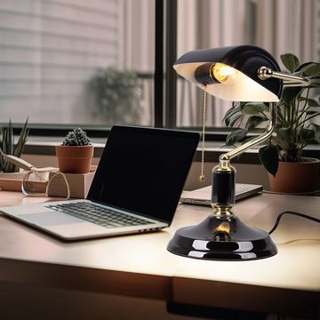 Globo Schreibtischlampe, Leuchtmittel nicht inklusive, Warmweiß, Farbwechsel, Bankerlampe Schreibtischlampe Leselampe dimmbar Fernbedienung RGB LED