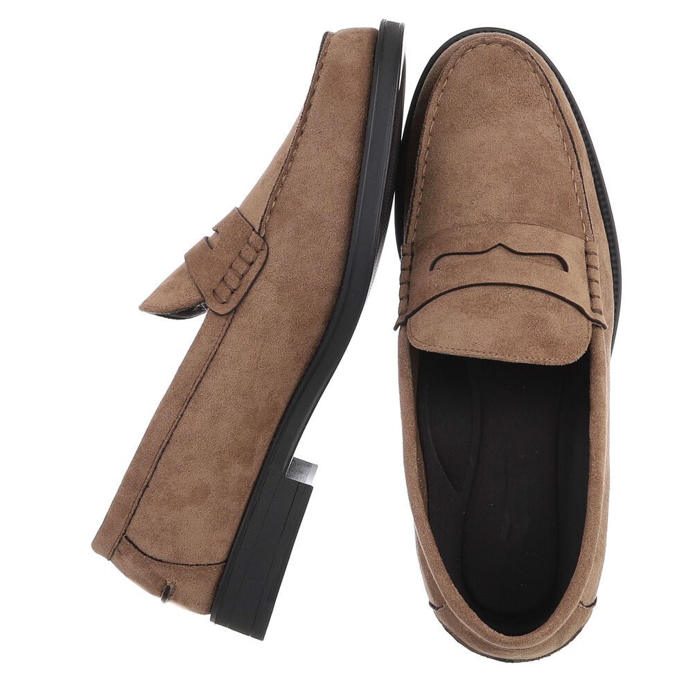 Coolwalk Herren Loafer Pennyloafer Slip-On elegant Freizeit Slipper (91917766) Blockabsatz Slipper in Hellbraun – Bild 2 von 5