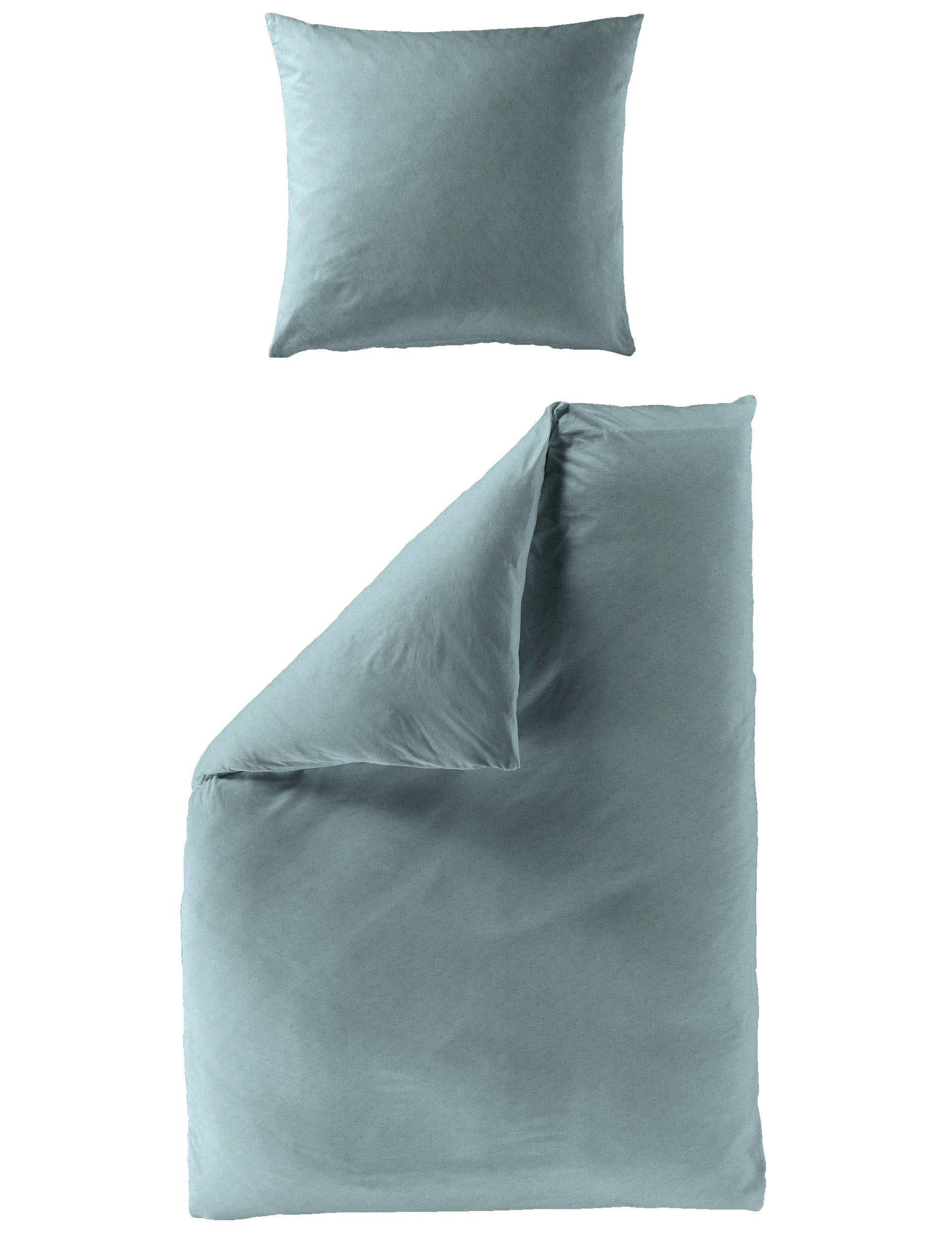 BIERBAUM Bettwäsche Senci in 135x200 oder 155x220 cm, Biber, 2 teilig, Uni Optik mit feinem Fischgrätmuster, pflegeleicht, 100% Baumwolle