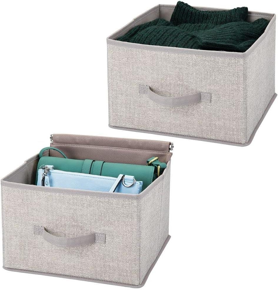 mDesign Aufbewahrungssystem Aufbewahrungsbox mDesign Stoffbox mit Griff Kunstfaser 2er Set hellg