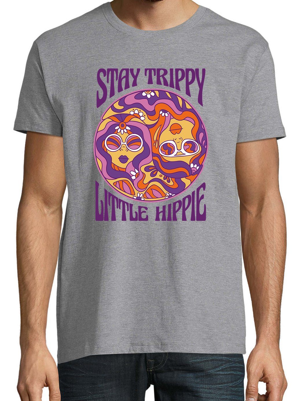 Youth Designz T-Shirt Stay Trippy Little trendigem Hippie Shirt Grau Herren mit Frontprint