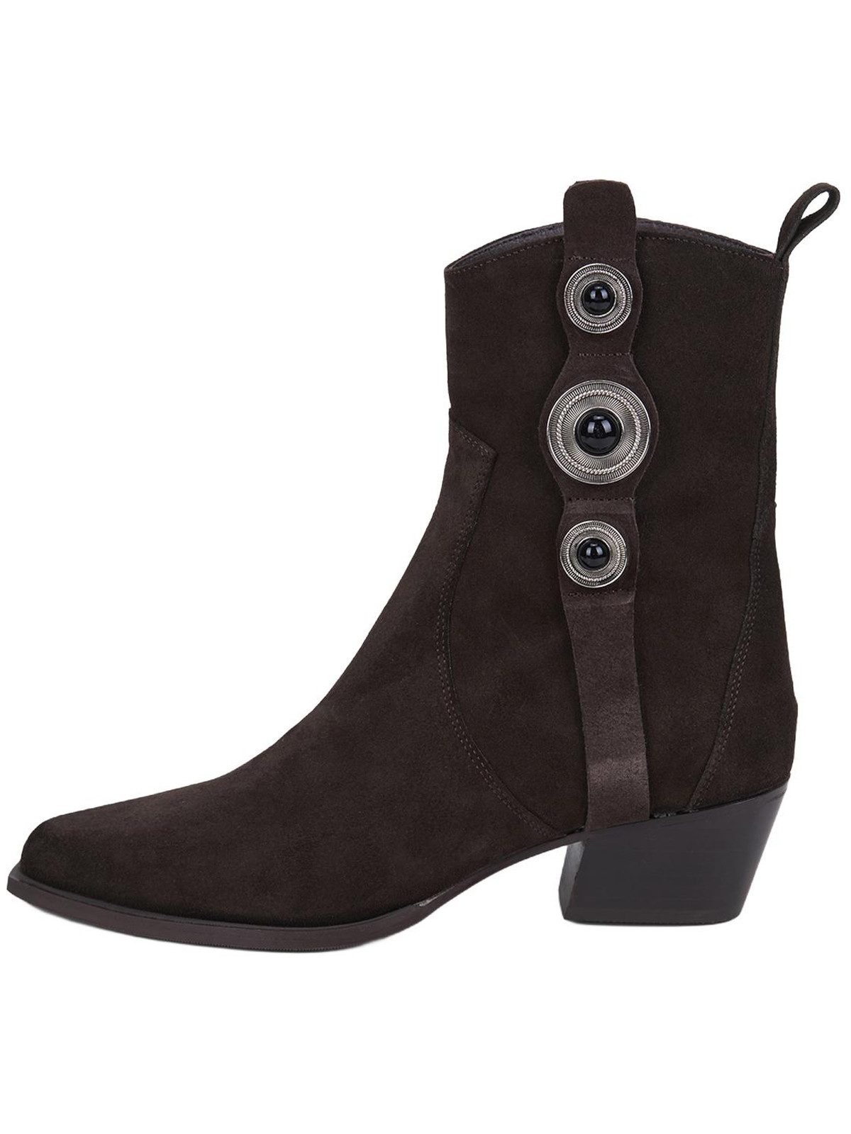 Desa DESA Damen-Stiefeletten aus braunem Wildleder mit runder Zehenpartie z Stiefel