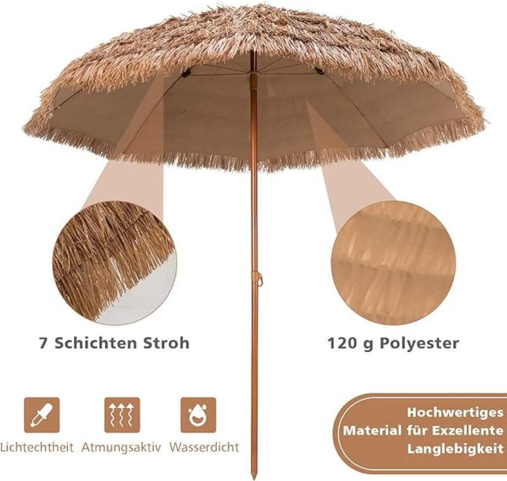 KOMFOTTEU Sonnenschirm Hawaii, Strohschirm 205cm, tragbarer,mit günstig online kaufen