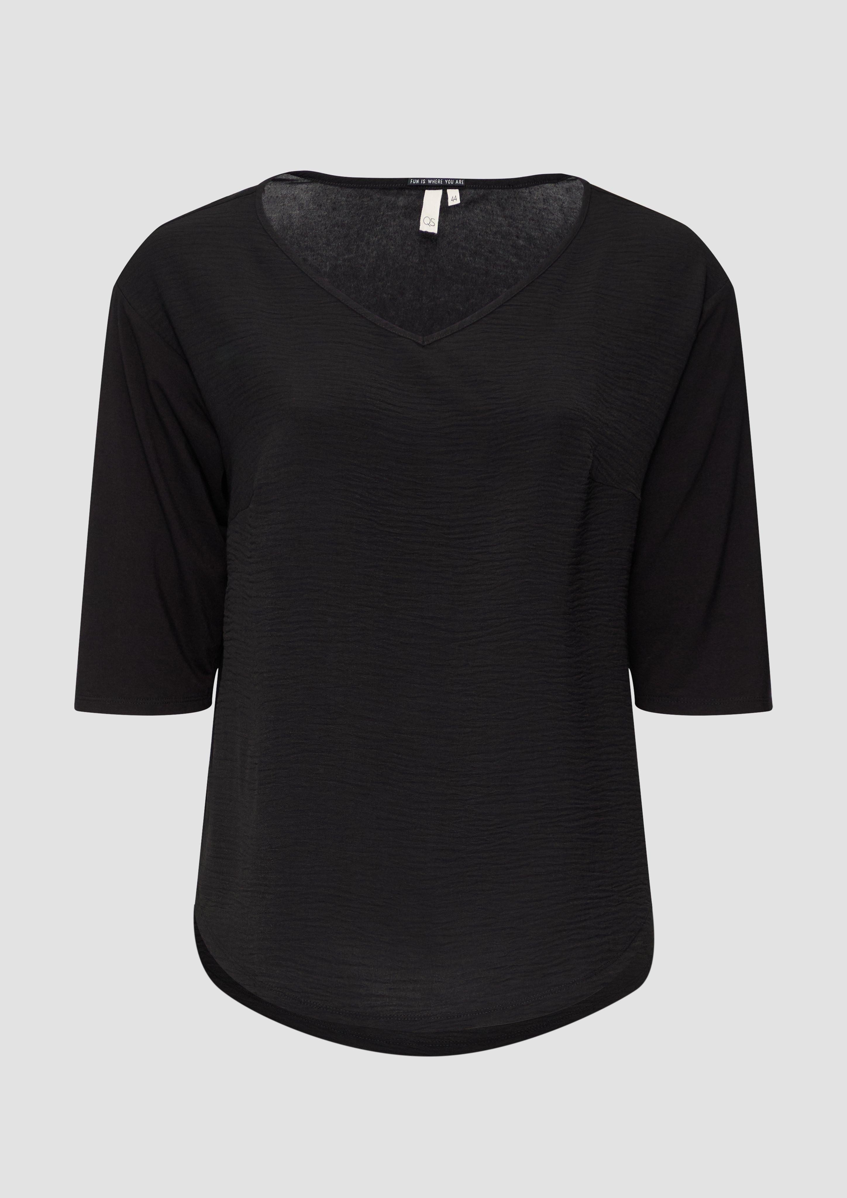 QS Kurzarmshirt Shirt im Fabricmix und günstig online kaufen