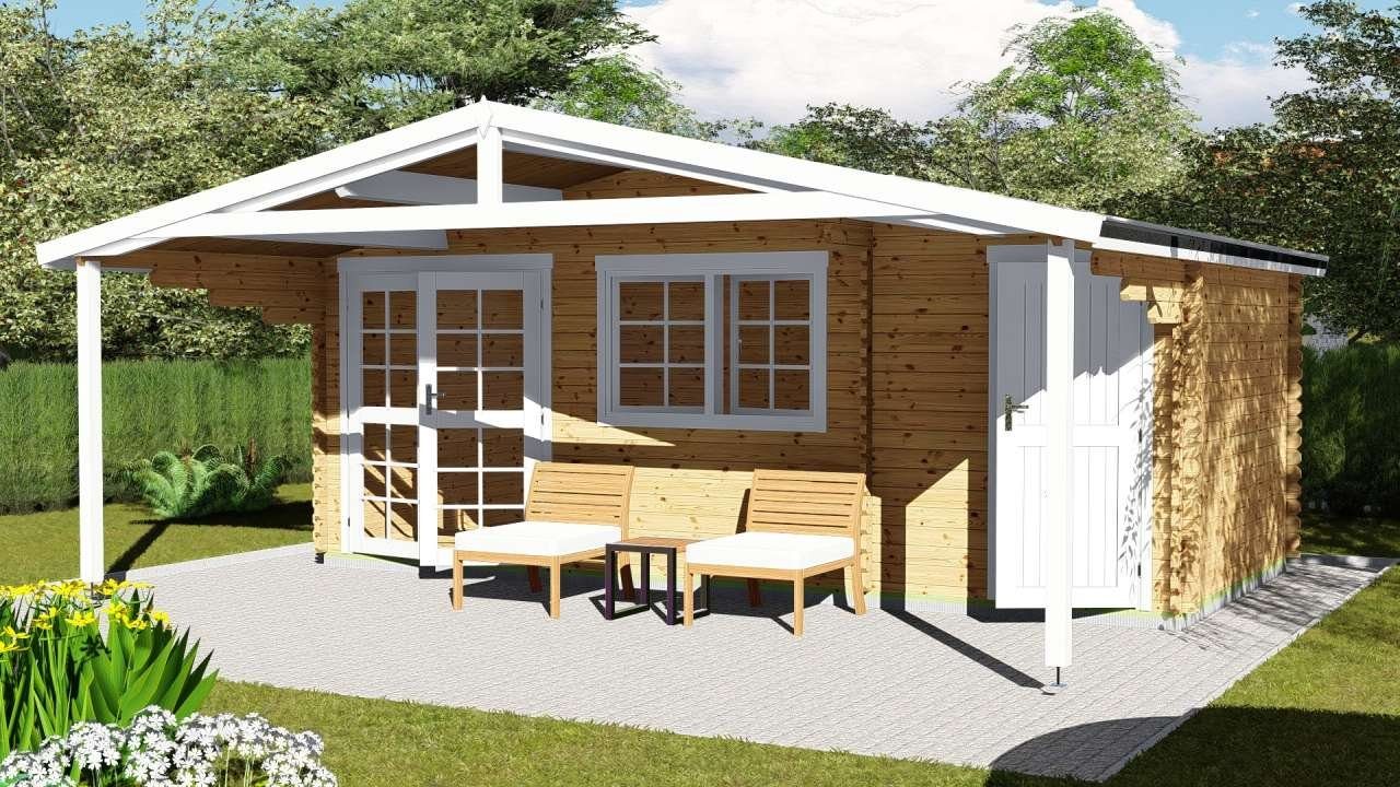 Finn Art Blockhaus Gartenhaus 6x3m Holz Norwegen 57 in 40mm Wandstärke, BxT: 600x300 cm, ohne Fußboden, mit Schindeln rot