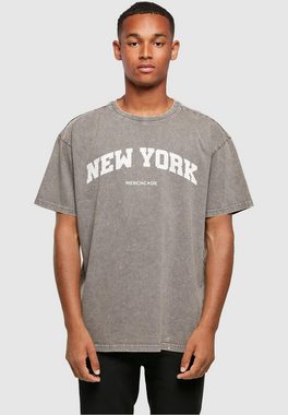 Merchcode T-Shirt Merchcode Herren New York Wording - Acid Washed Oversize Tee (1-tlg)