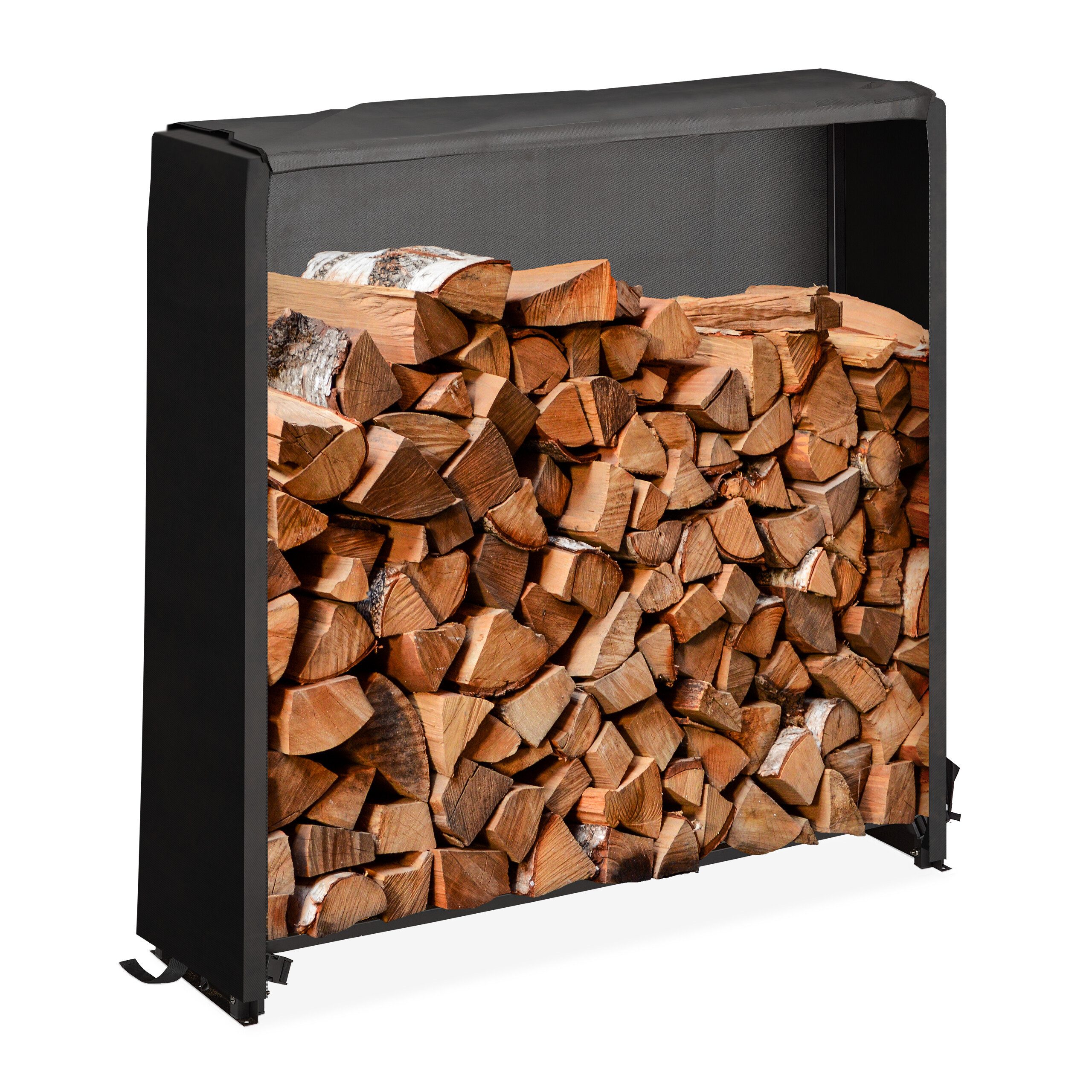 relaxdays Kaminholzregal mit Abdeckung, BxTxH:110x29x110 cm, günstig online kaufen