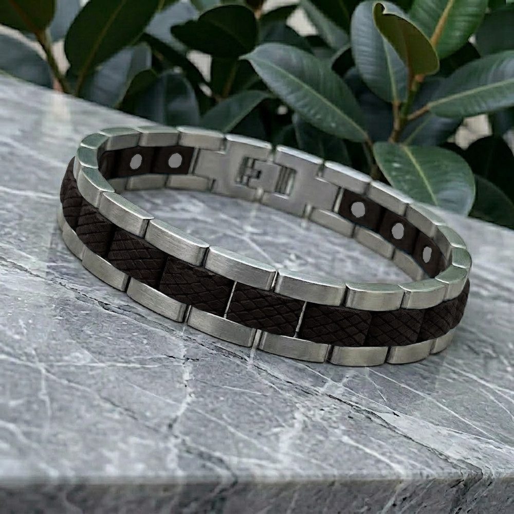 Holzwerk Edelstahlarmband Magnet Holz Armband, Armkette Gliederarmband, inklusive Armbandkürzer, Holz Unikate, ideal auch als Geschenk – Bild 4 von 5