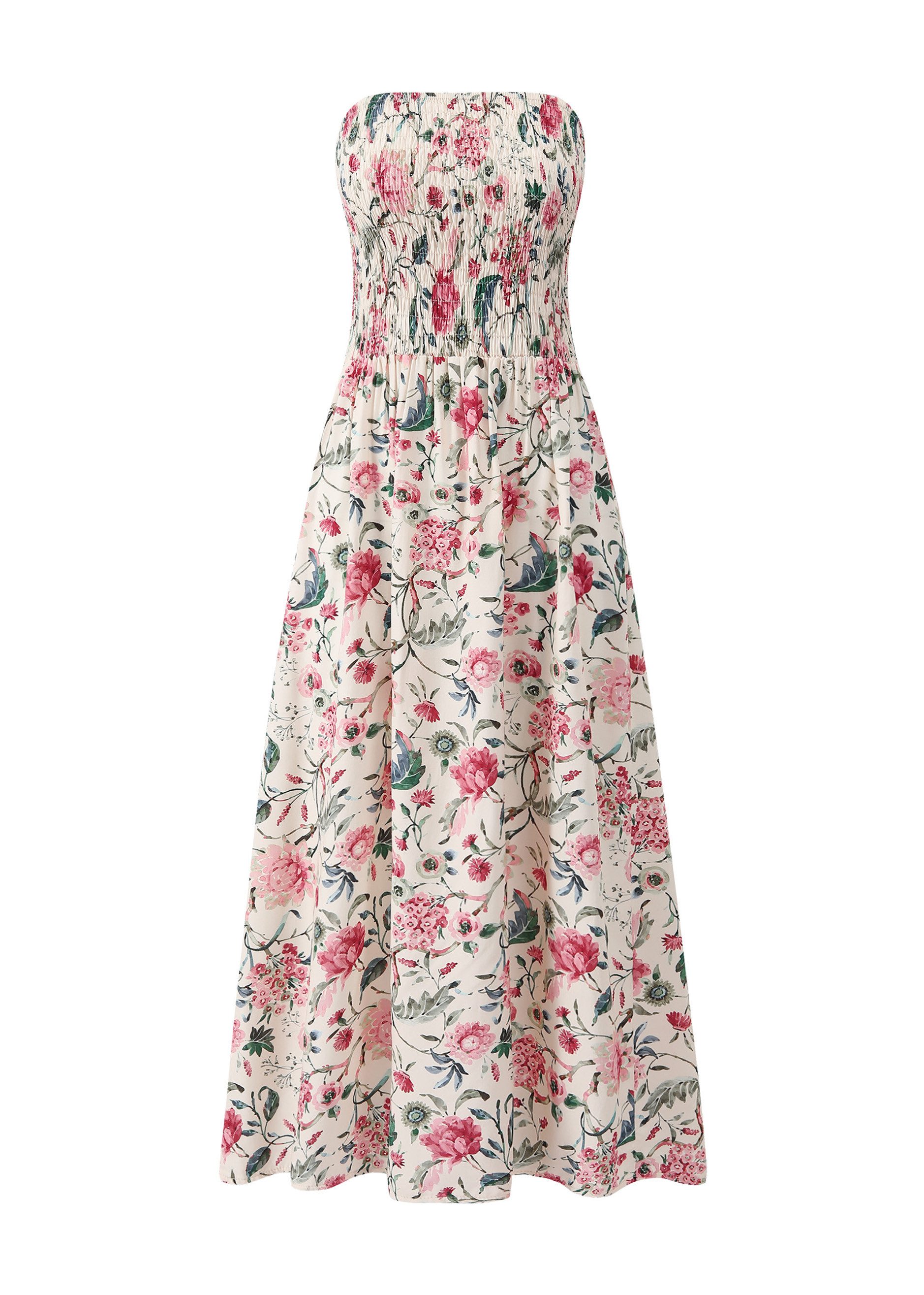 SASSYCLASSY Minikleid Gesmoktes Bandeau-Kleid mit Print Damen trägerloses M günstig online kaufen