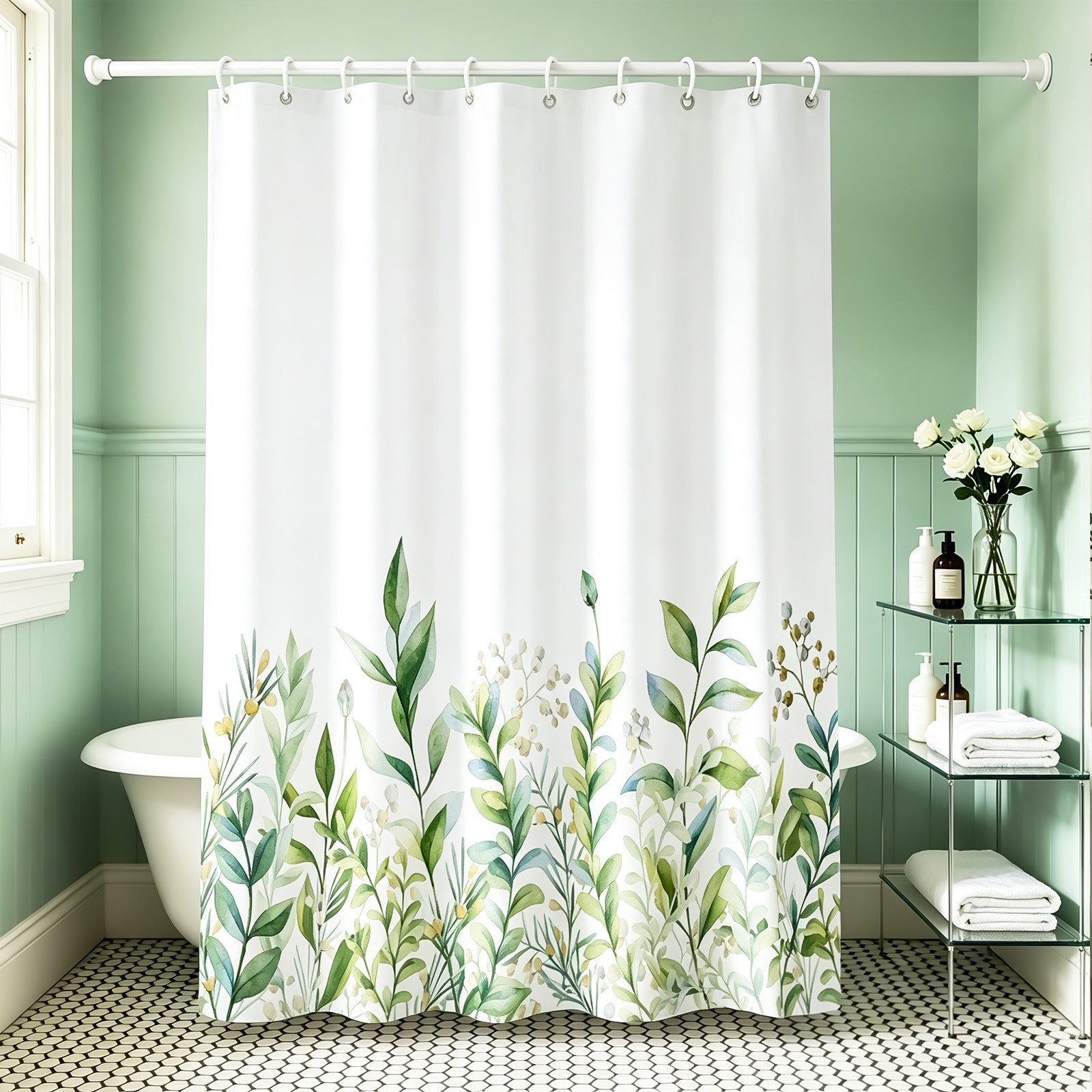 M&W DAS DESIGN Duschvorhang M&W DAS DESIGN Duschvorhang Vintage Garden Pflanzen Textil gelb grün Breite 180 cm