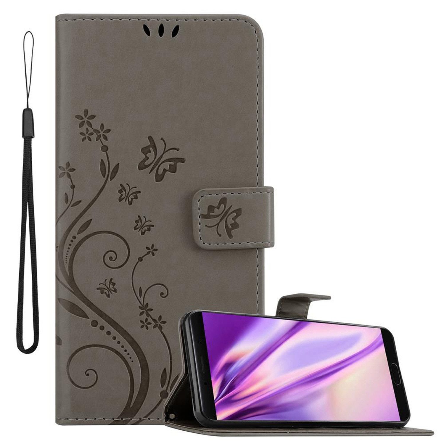 Cadorabo Handyhülle für Huawei MATE 10 Hülle Huawei MATE 10 / NOVA 2i, Hülle Schutzhülle Blumen Flower mit Standfunktion Kartenfach Magnet