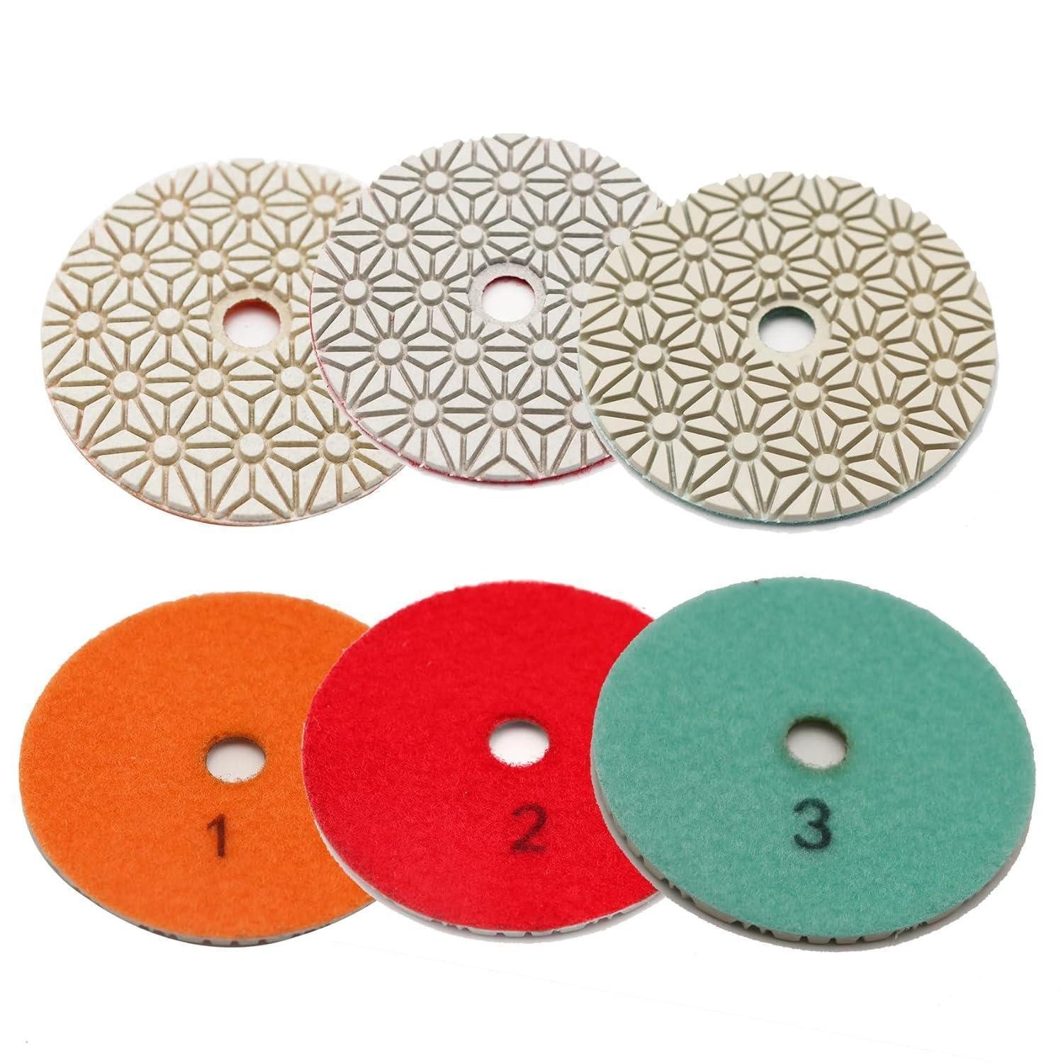 LuxusKollektion Polierscheibe Polierpad Diamant 3Stufen Set nass trocken Granit Quarz 1