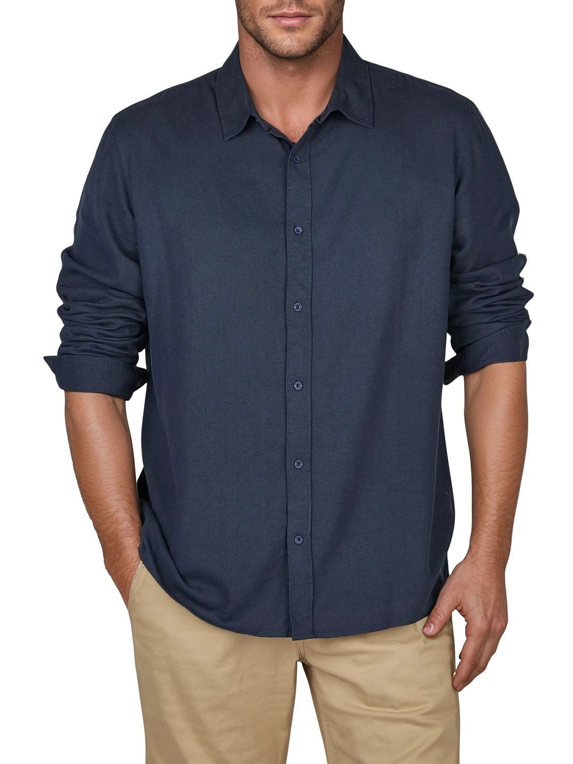 riverso Langarmhemd Herren Leinen Hemd RIVFabrizio Regular Fit (1-tlg)