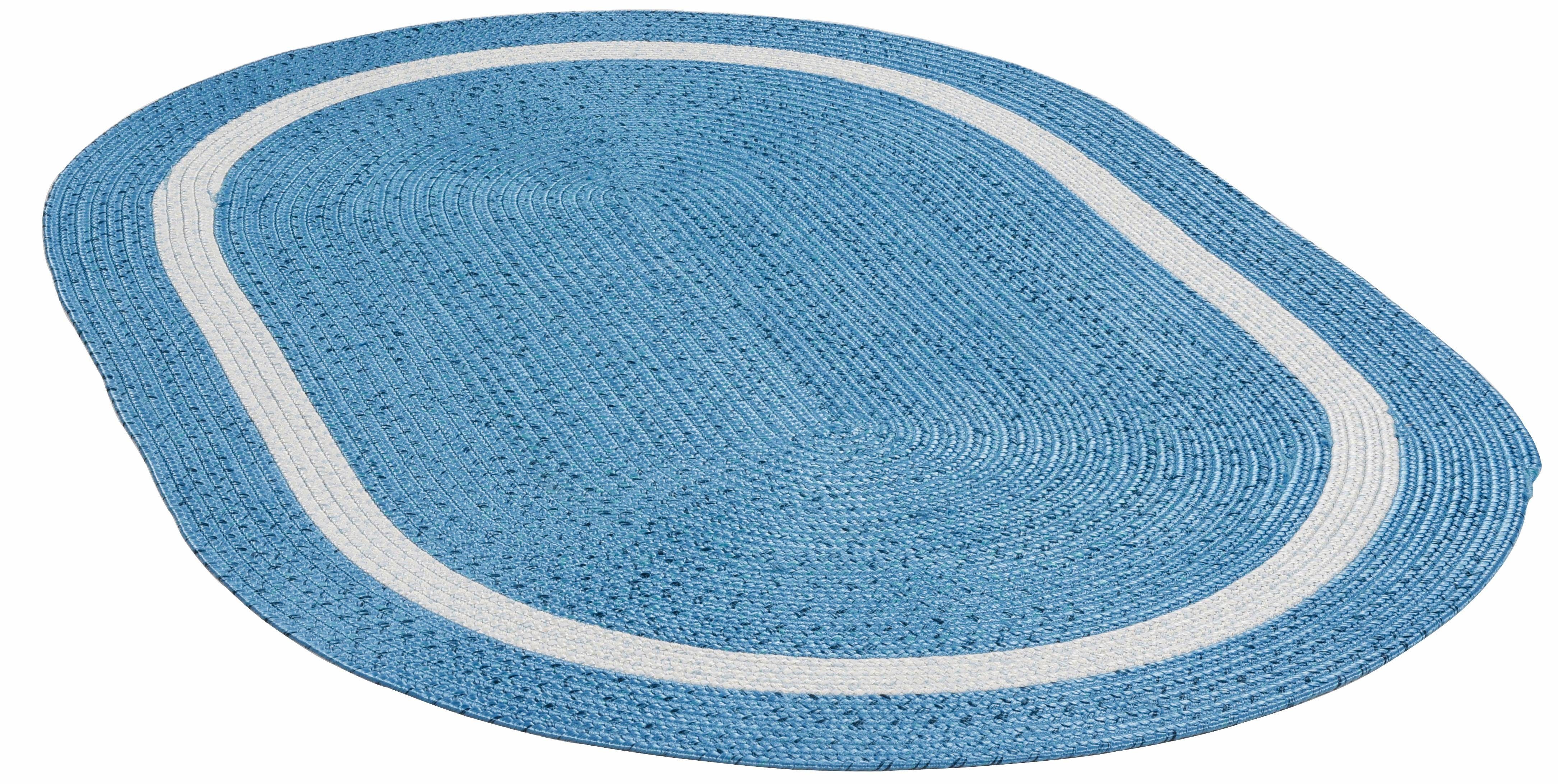 Teppich Benito, Gino Falcone, oval, Höhe: 6 mm, Flachgewebe, Uni-Farben,  mit Bordüre, In- und Outdoor geeignet
