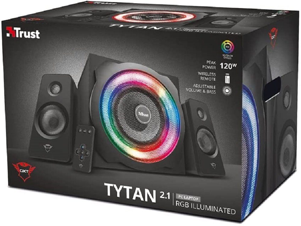 2.1 mit Trust Leistung einer aktiv, GXT PC-Lautsprecher RGB Tytan 2.1 20W, 629