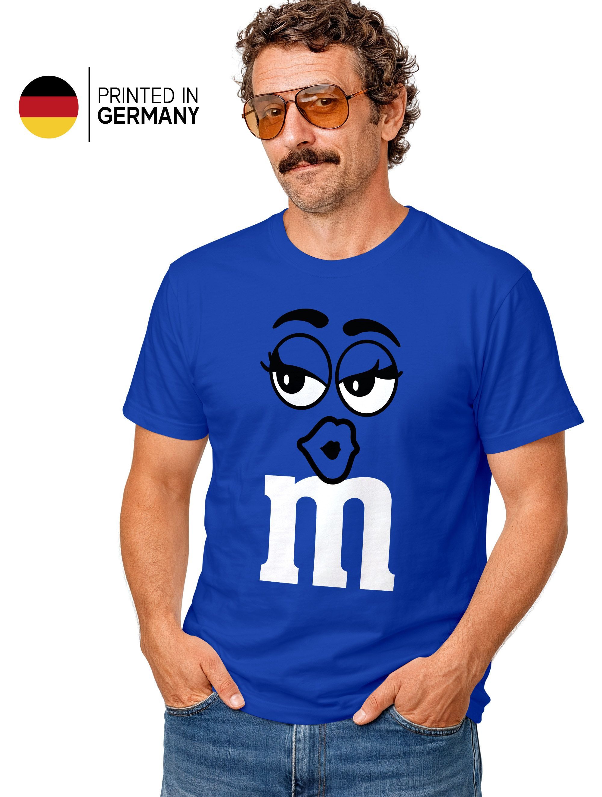 MoonWorks Print-Shirt Herren T-Shirt Fasching Karneval M Aufdruck Gruppenkostüm Verkleidung mit Print