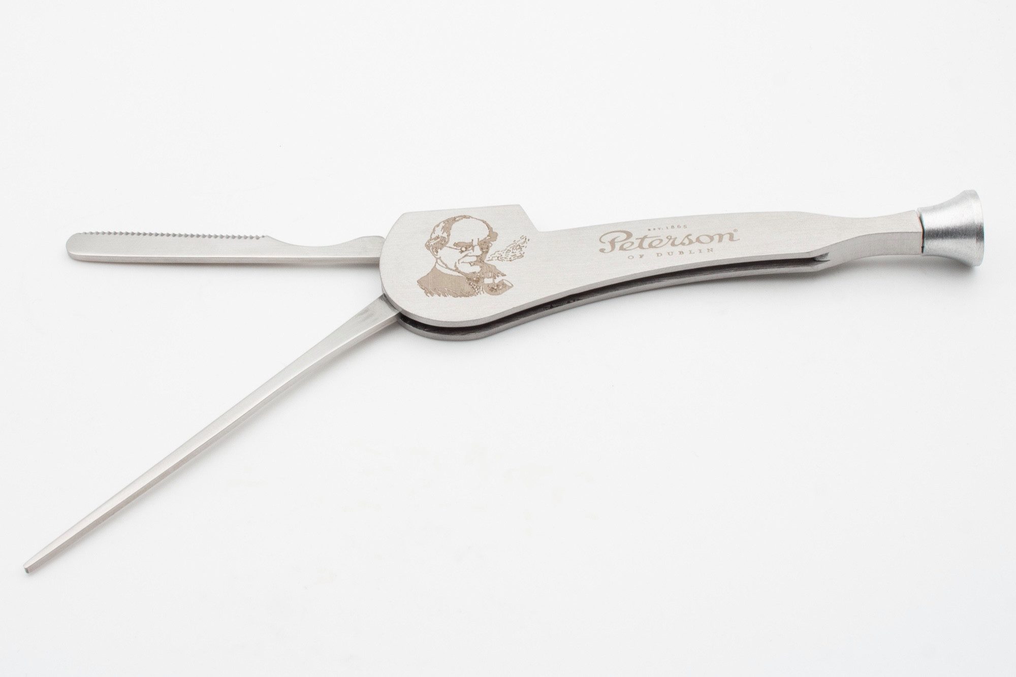 meytrade Stopfnadel Pfeifenstopfer von Peterson chrome gebürstet mit Lasergravur
