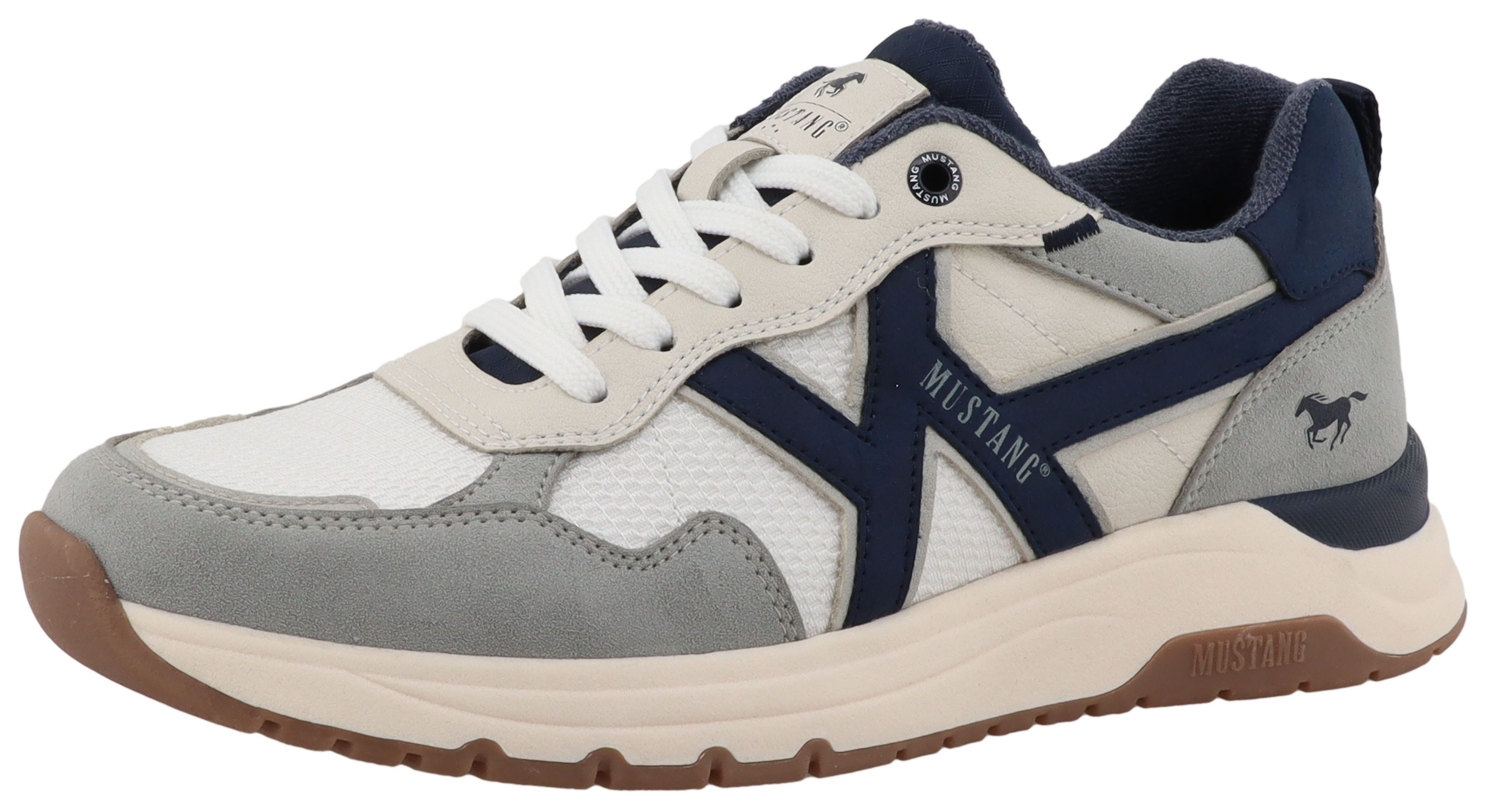 Mustang Shoes Giacinto Sneaker Freizeitschuh, Halbschuh, Schnürschuh im modischen Kontrast-Look