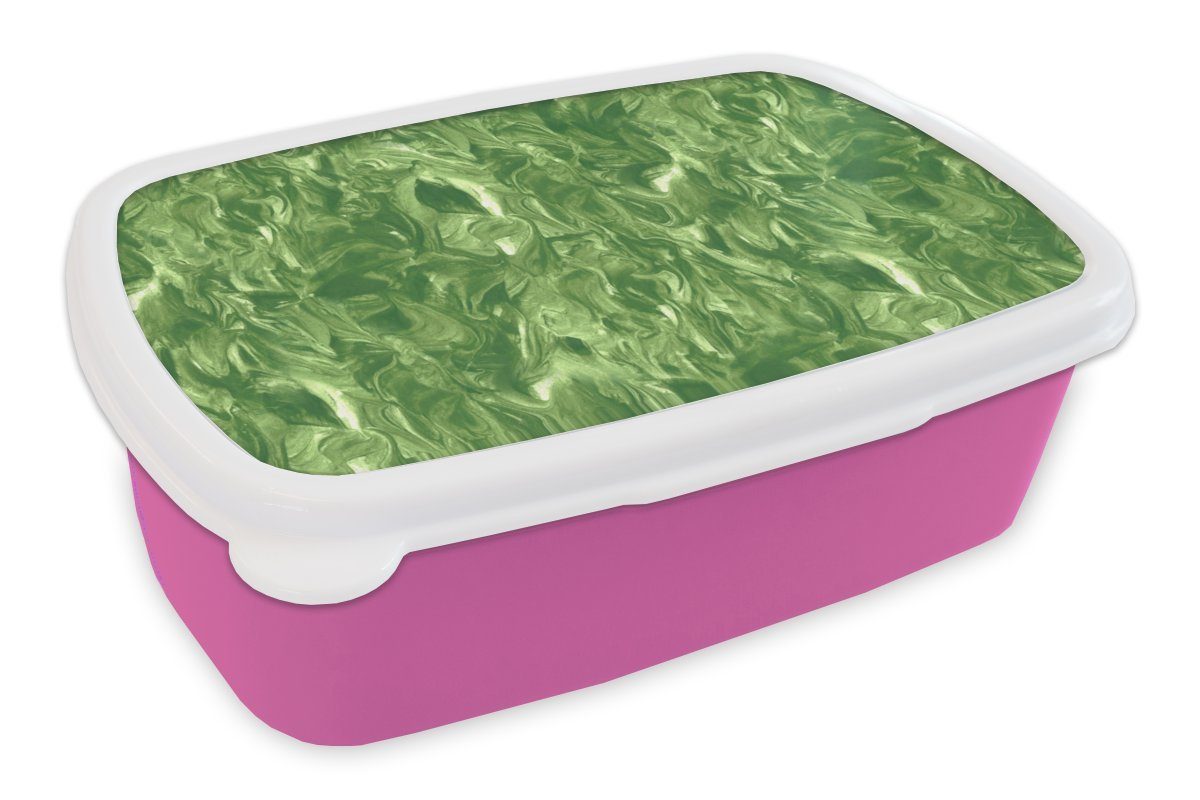 MuchoWow Lunchbox Brotdose für Erwachsene, Farbe Kinder, Design, Kunststoff - Grün Snackbox, - Marmor Kunststoff, rosa Brotbox - (2-tlg), Mädchen