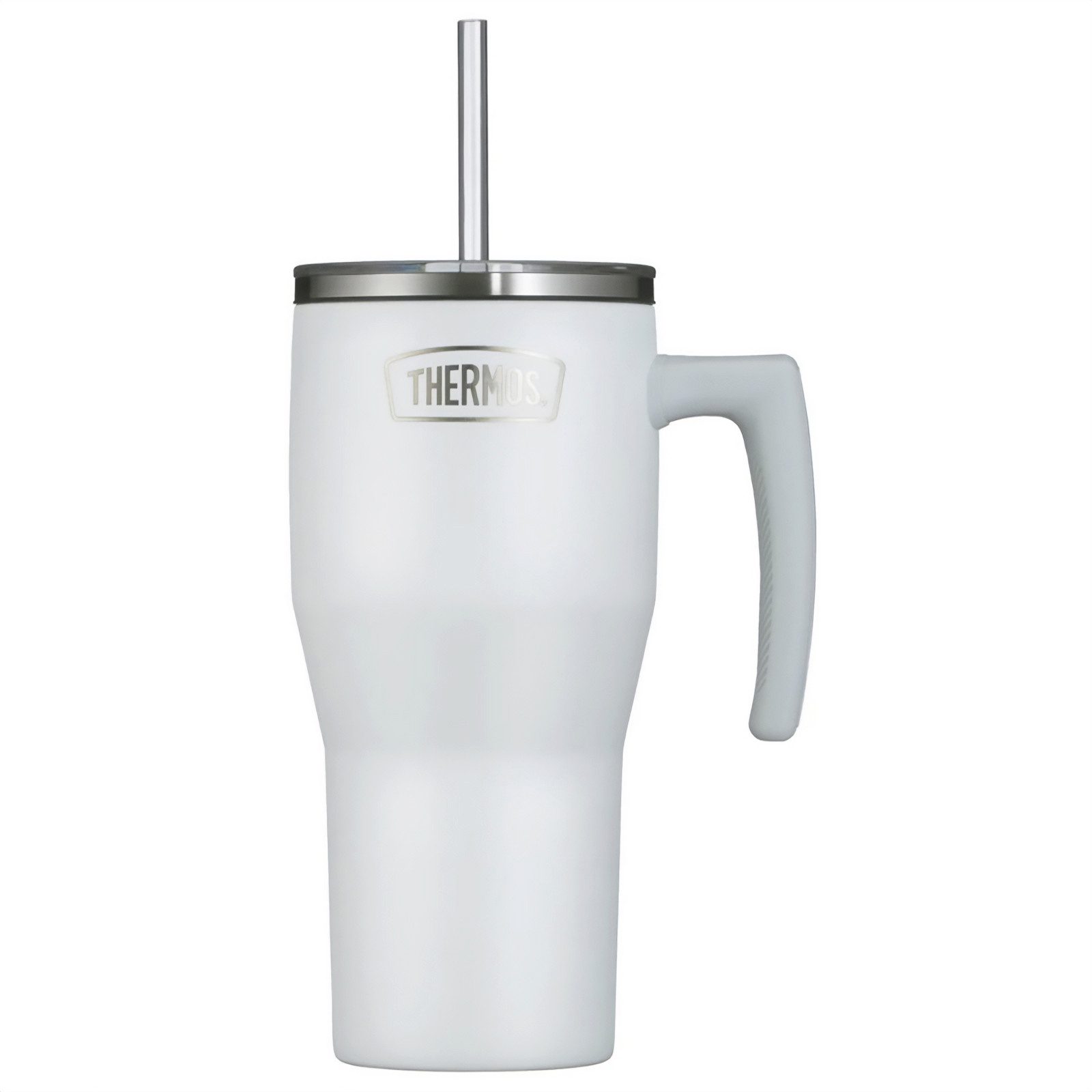 THERMOS Thermobecher Trinkbecher Refreshing Isolierbecher Trinkflasche, Edelstahl, Griff Strohhalm 0,85 L