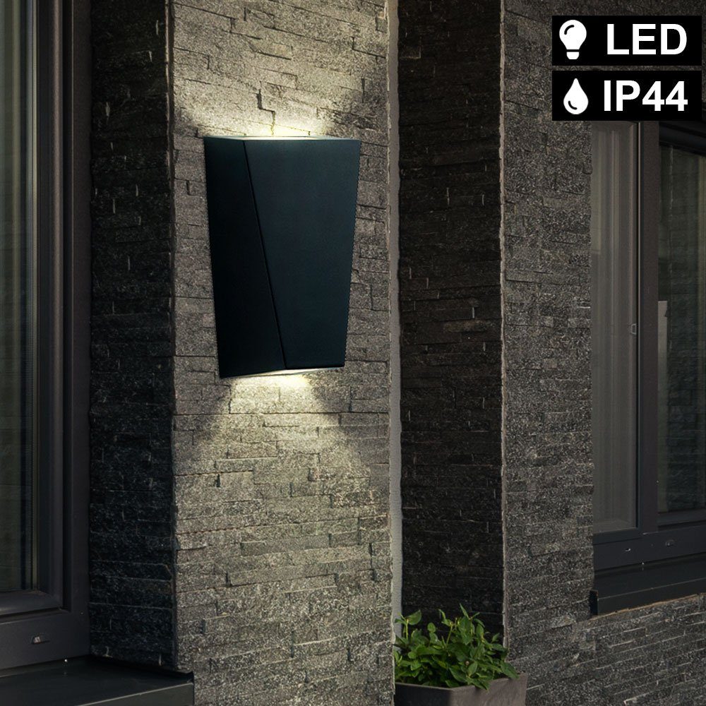 etc-shop Außen-Wandleuchte, Leuchtmittel inklusive, Warmweiß, LED ALU Wand Lampe Fassaden Außen Beleuchtung ALU Up Down Garten