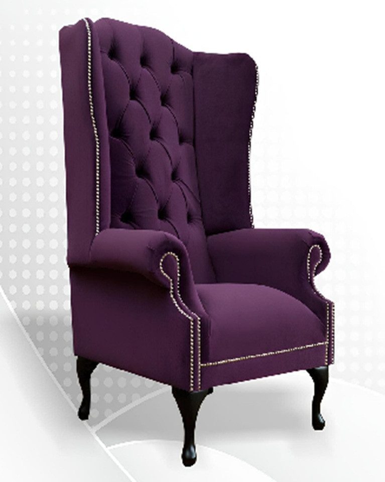 Xlmoebel Ohrensessel Lila Luxuriöser Ohrensessel aus Textil im Chesterfield-Stil (1-St., Sessel), Hergestellt in Europa