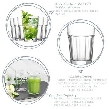 LAV Glas Gläser-Set 6 teilig Serie ARAS 365 ml, Wasserglas, Trinkglas bruchfest, Glas