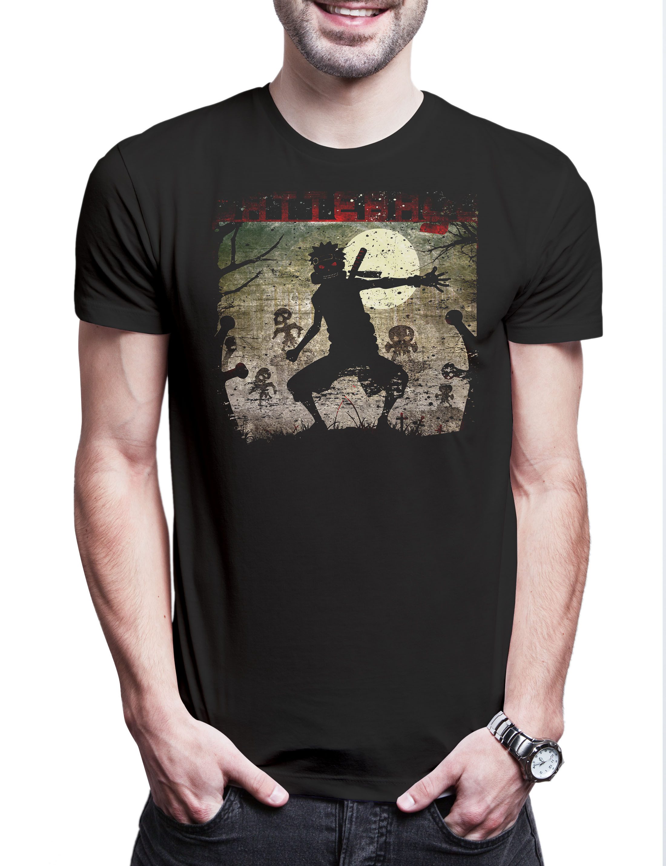 Print-Shirt Uzumaki Zombie Herren T-Shirt Shinobi Ninja System Anime Naruto Horror