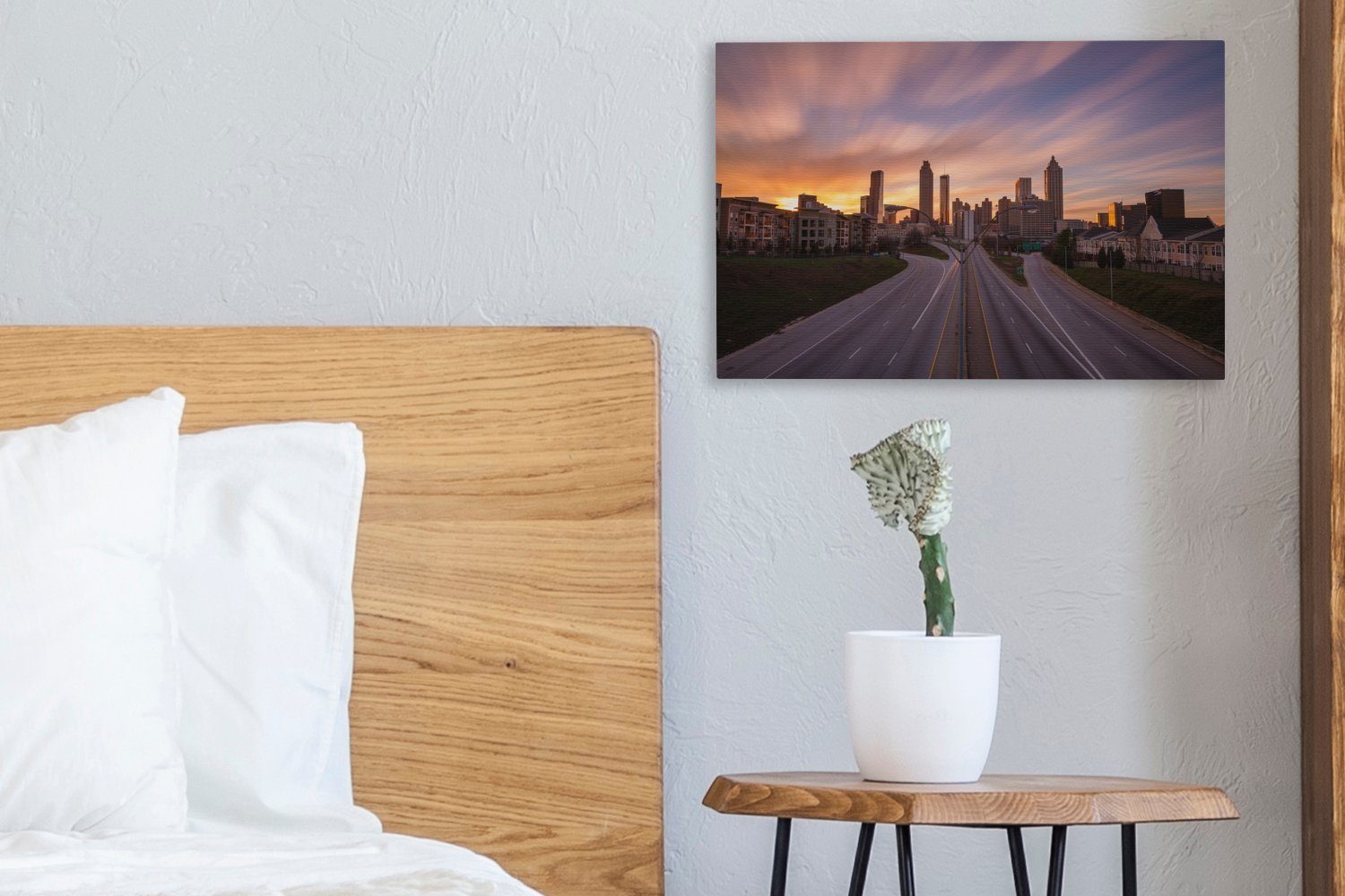 Leinwandbilder, Stadt - - Atlanta Wandbild Sonne, St), Wanddeko, 30x20 Aufhängefertig, (1 Leinwandbild cm OneMillionCanvasses®