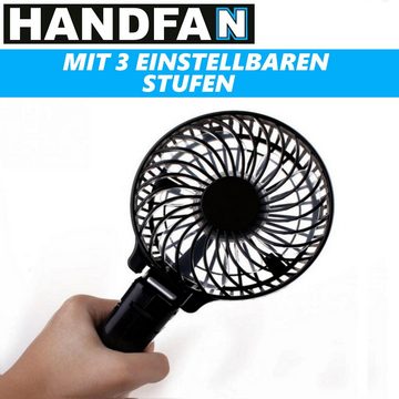 MAVURA Handventilator HANDFAN Mini Handventilator tragbarer faltbarer USB Lüfter, Akku aufladbar Ventilator Hand Ventilator Stand 3 Stufen