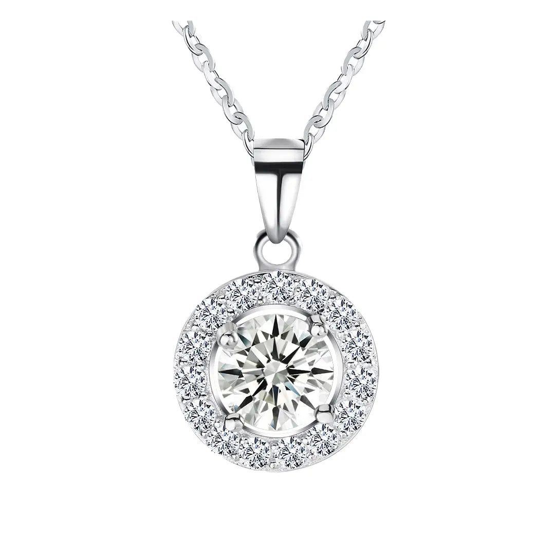Kette mit Anhänger 925 Silber Stellara Halo-Zirkonia
