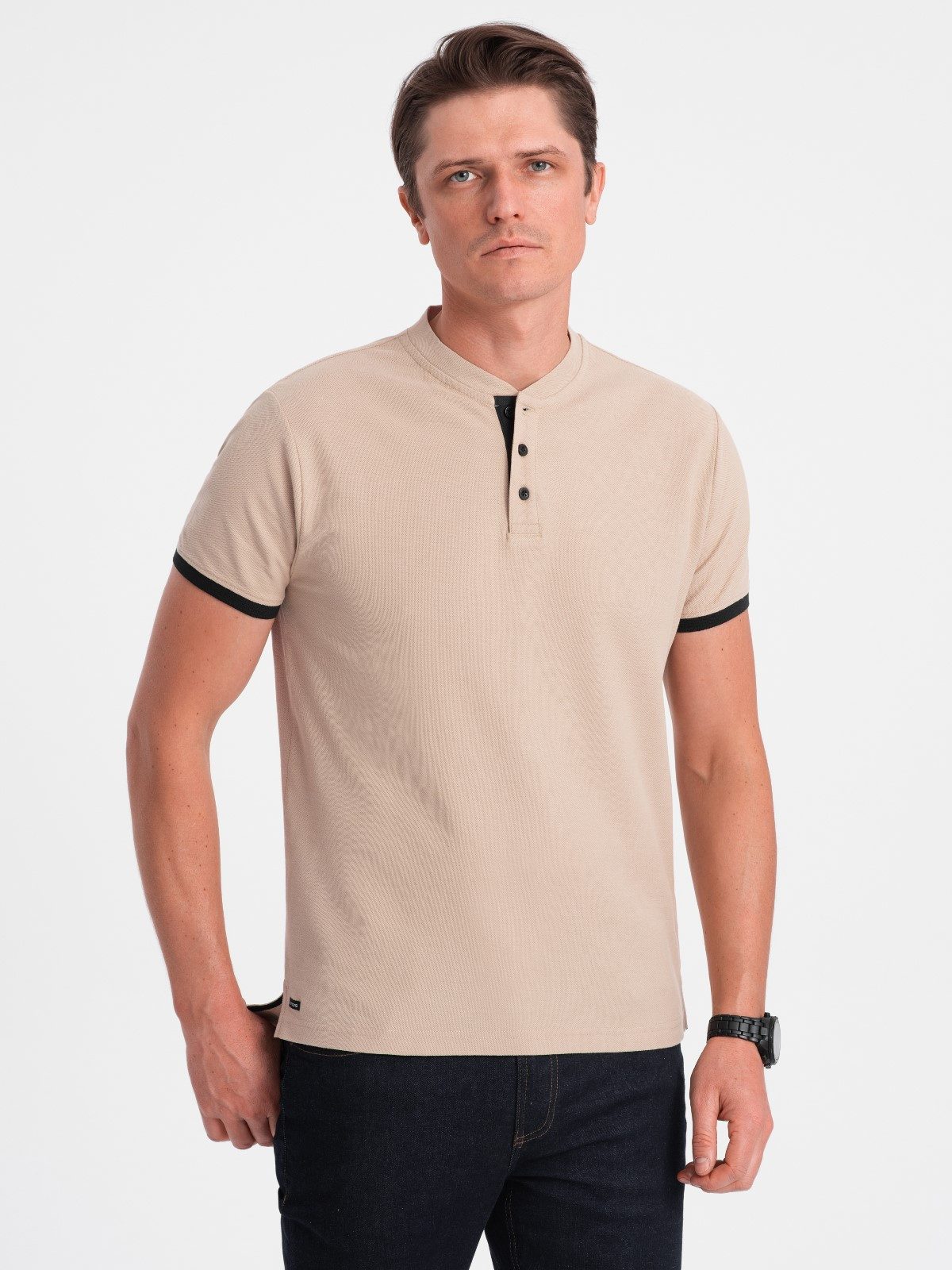 Poloshirt Poloshirt für Männer ohne Kragen