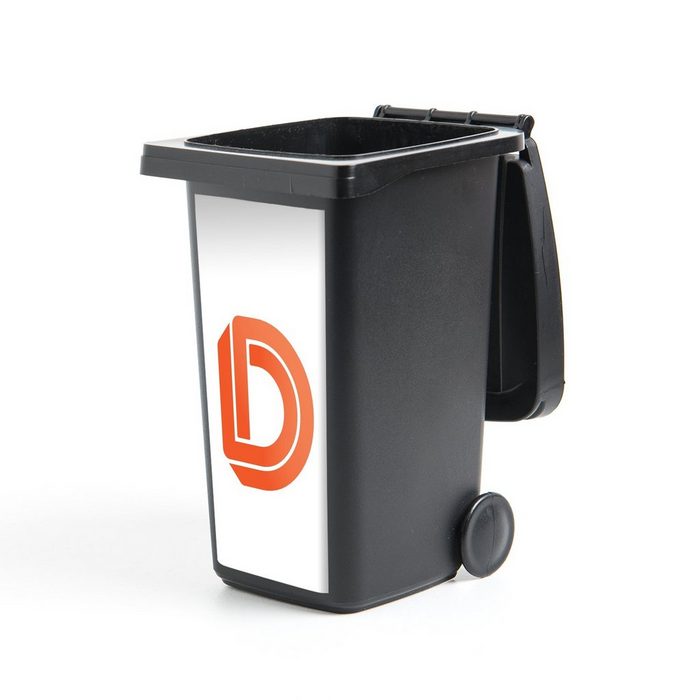 MuchoWow Wandsticker Eine Illustration des Buchstabens D in Orange (1 St) Mülleimer-aufkleber Mülltonne Sticker Container Abfalbehälter
