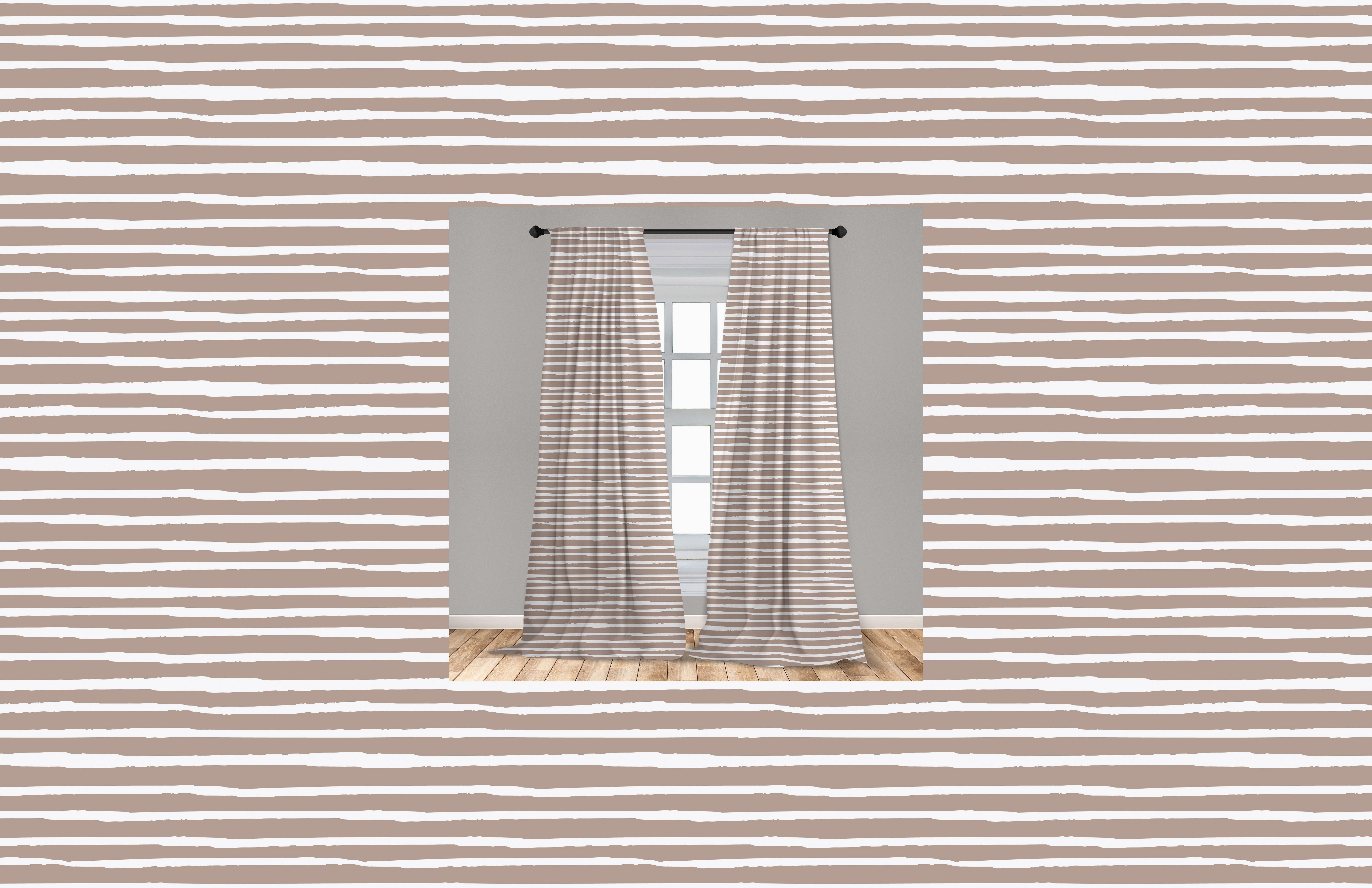 Stripes Dekor, Microfaser, Horizontal Wohnzimmer Brushed Gardine Schlafzimmer Abstrakt für Vorhang Abakuhaus,