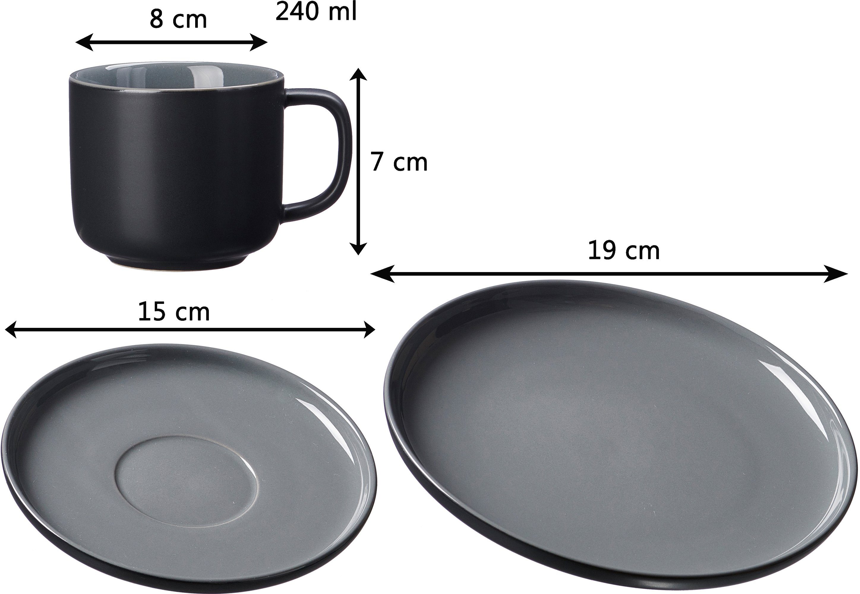 Ritzenhoff & Breker Kaffeeservice Geschirr-Set, Service Jasper (12-tlg), 4 Personen, Steinzeug, Scandic Style, 12 Teile, für 4 Personen