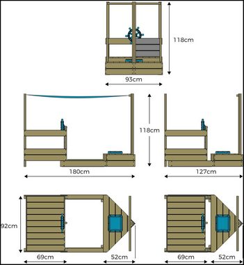 TP Toys Sandkasten AHOY Piratenschiff, mit ausziehbarem Sandkasten und viel Zubehör