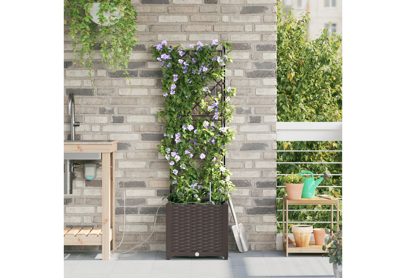 Thumbnail - vidaXL Blumentopf Pflanzkasten mit Bewässerungssystem Braun (1 St)
