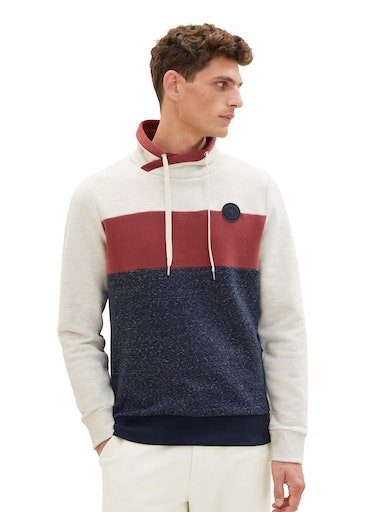 TOM TAILOR Sweatshirt mit Colorblocking und Stehkragen summer teal