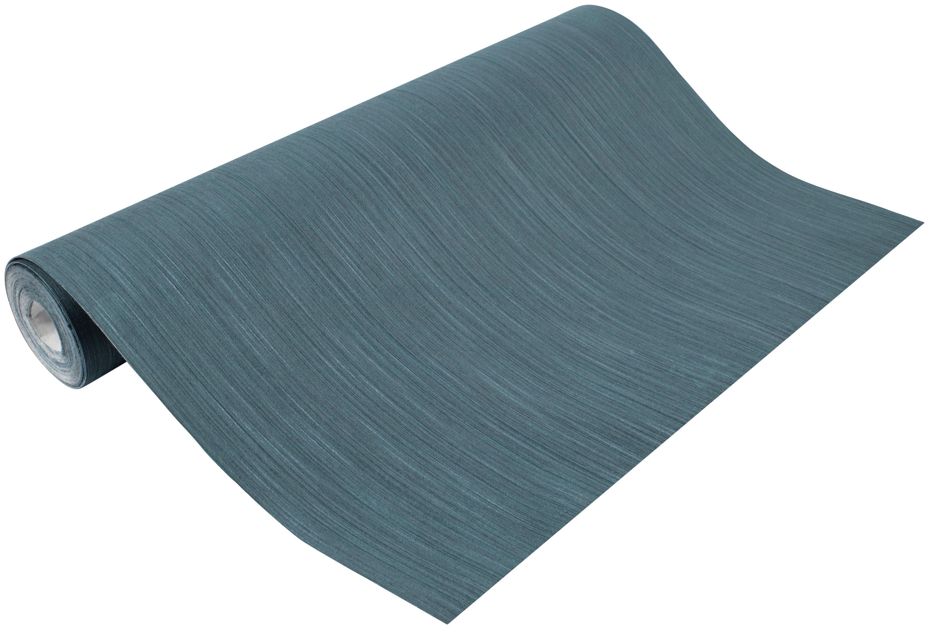 Boutique Vliestapete Textil, texturiert, unifarben, (1 St), Blau - 8,2mx53cm