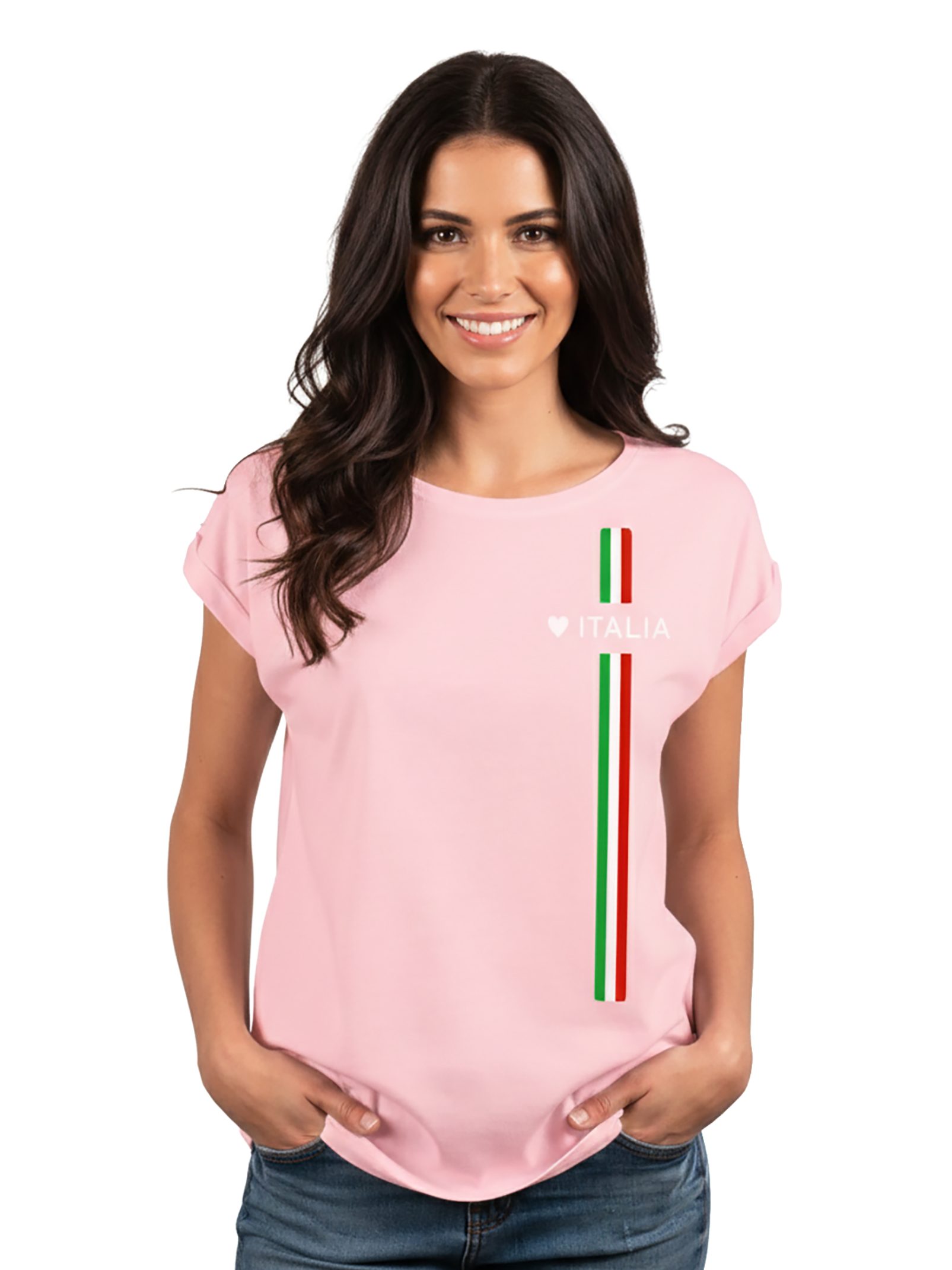 MAKAYA Print-Shirt Damen Italienische Mode Italia Top Italien Trikot Herz Italiano Style mit Druck