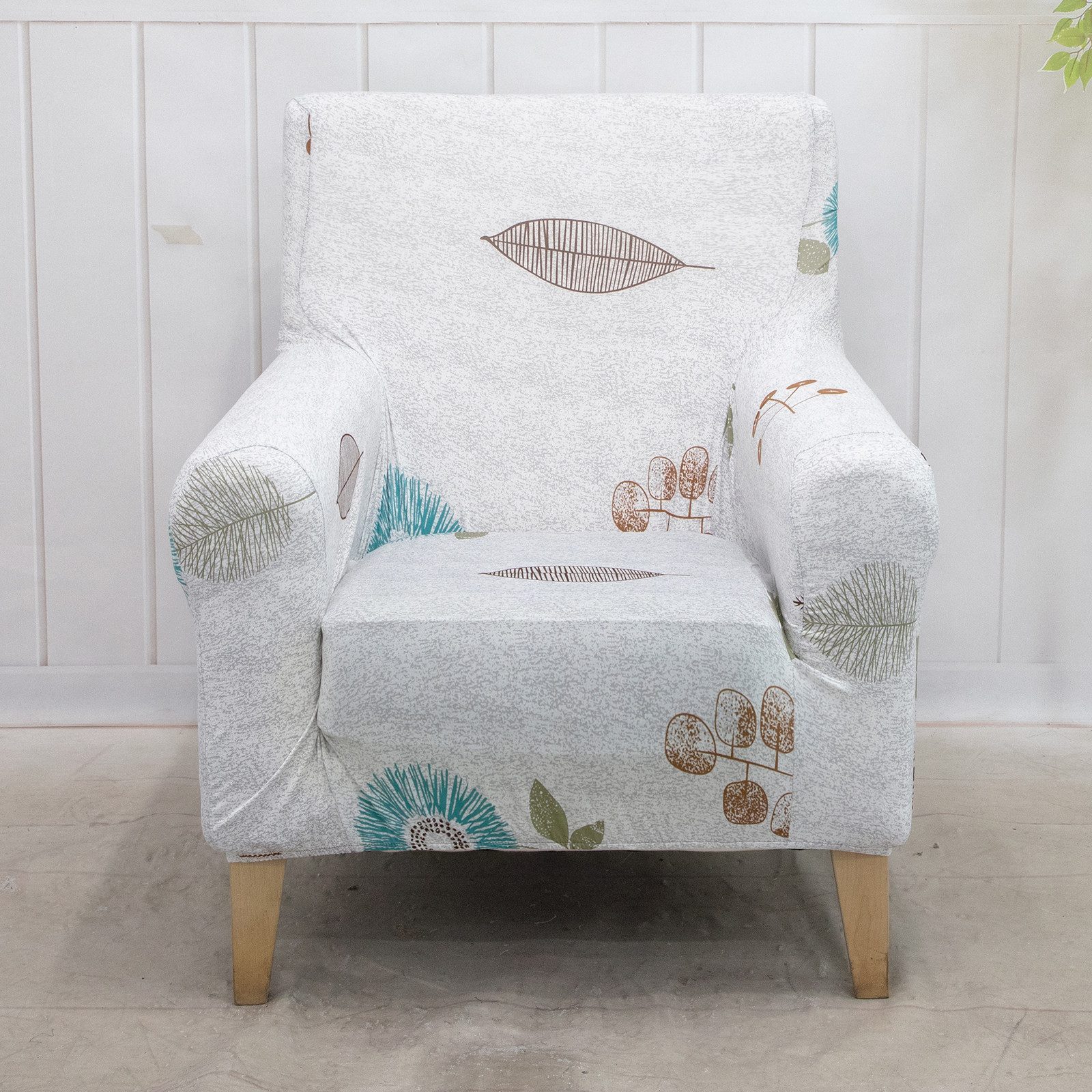 BTTO Sesselhusse Floraler Sesselbezug,Stretch Einzelsofa Möbelschutz mit Armlehnen, Bunt Blumen Stuhlbezüge Stuhlschutz,Couchbezug 1 Sitzer
