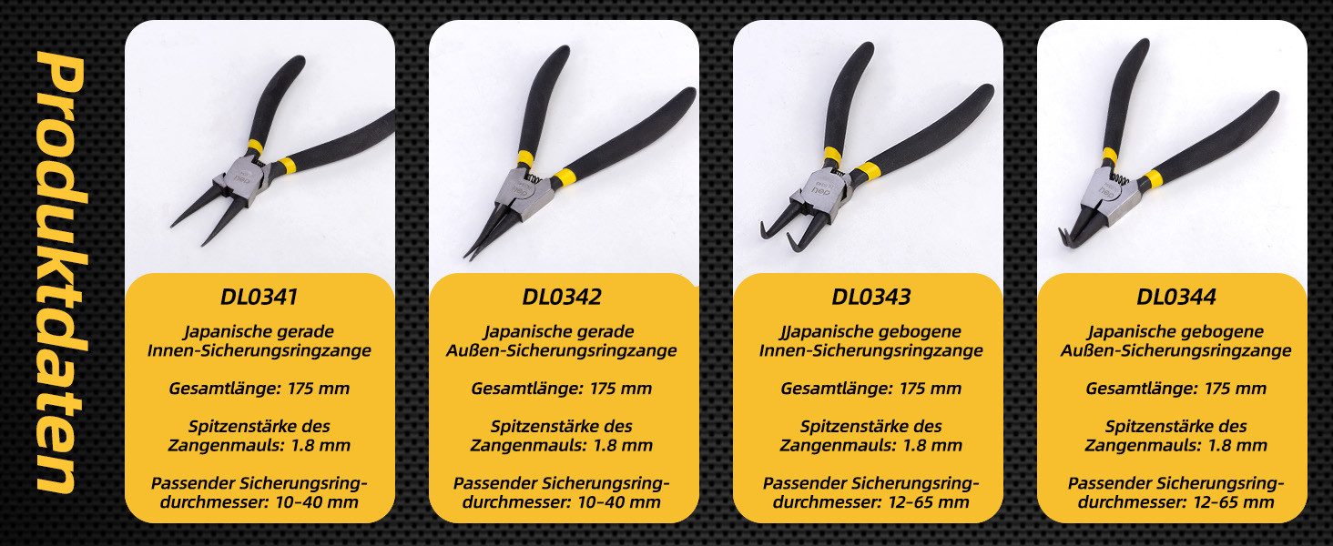 Deli Zangenset EDL104407_4-teiliges Sicherungsringzangen-Set, 4-tlg.